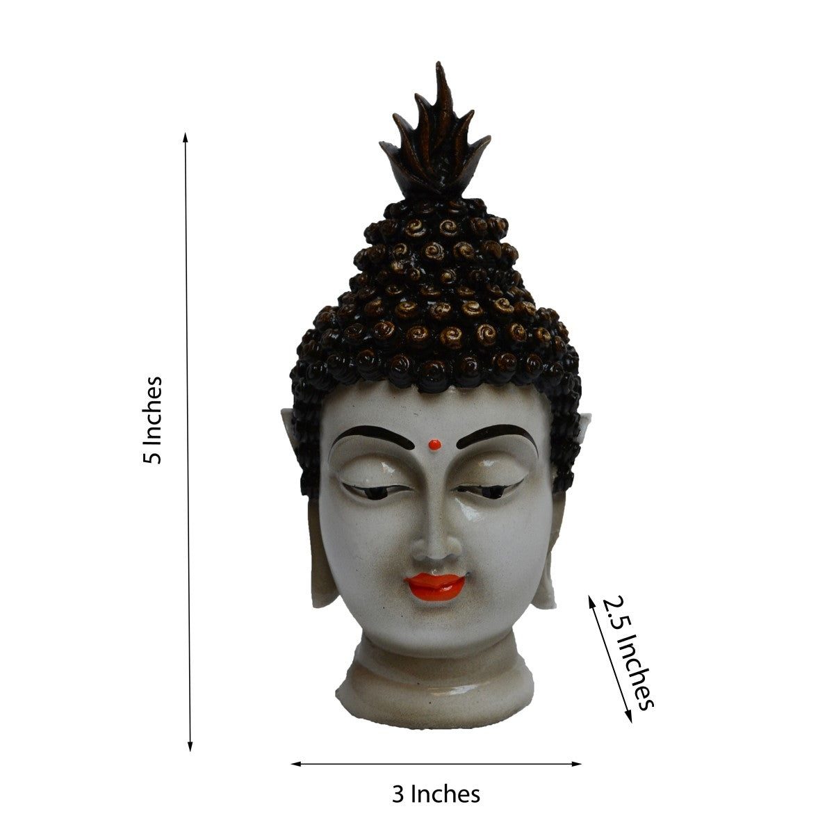 Polyresin Black and White Meditating Buddha Head Statue 2