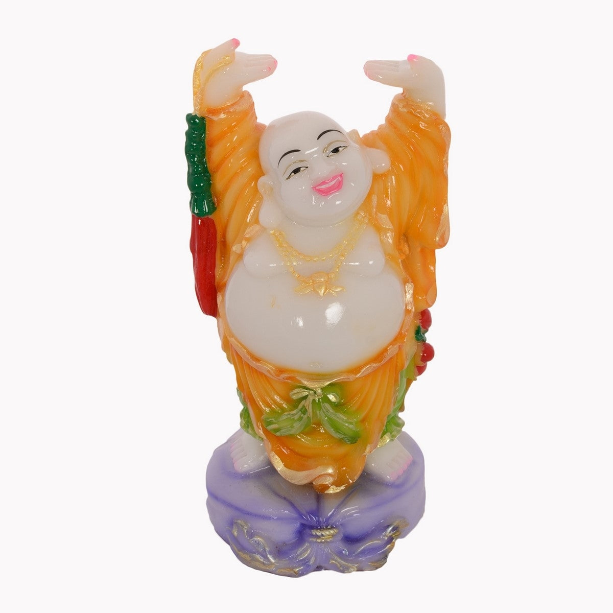 Feng Shui standing Laughing Buddha with Hands Up Statue