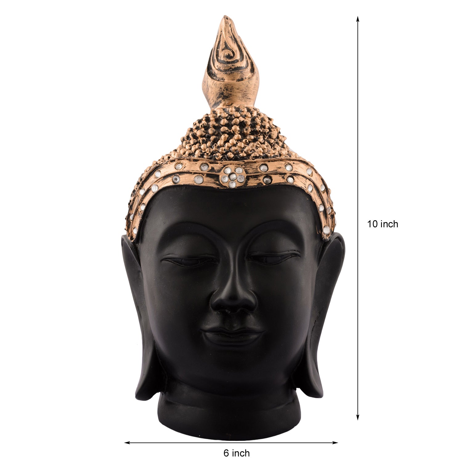 Polyresin Gold and Black Meditating Buddha Head Statue 2