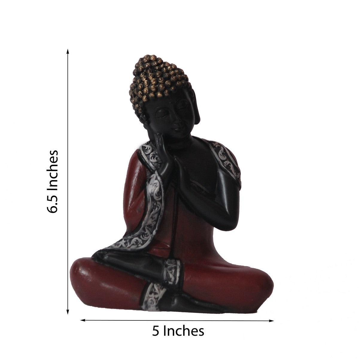 Polyresin Brown and Golden Antique Finish Handcrafted Thinking Buddha Statue 3