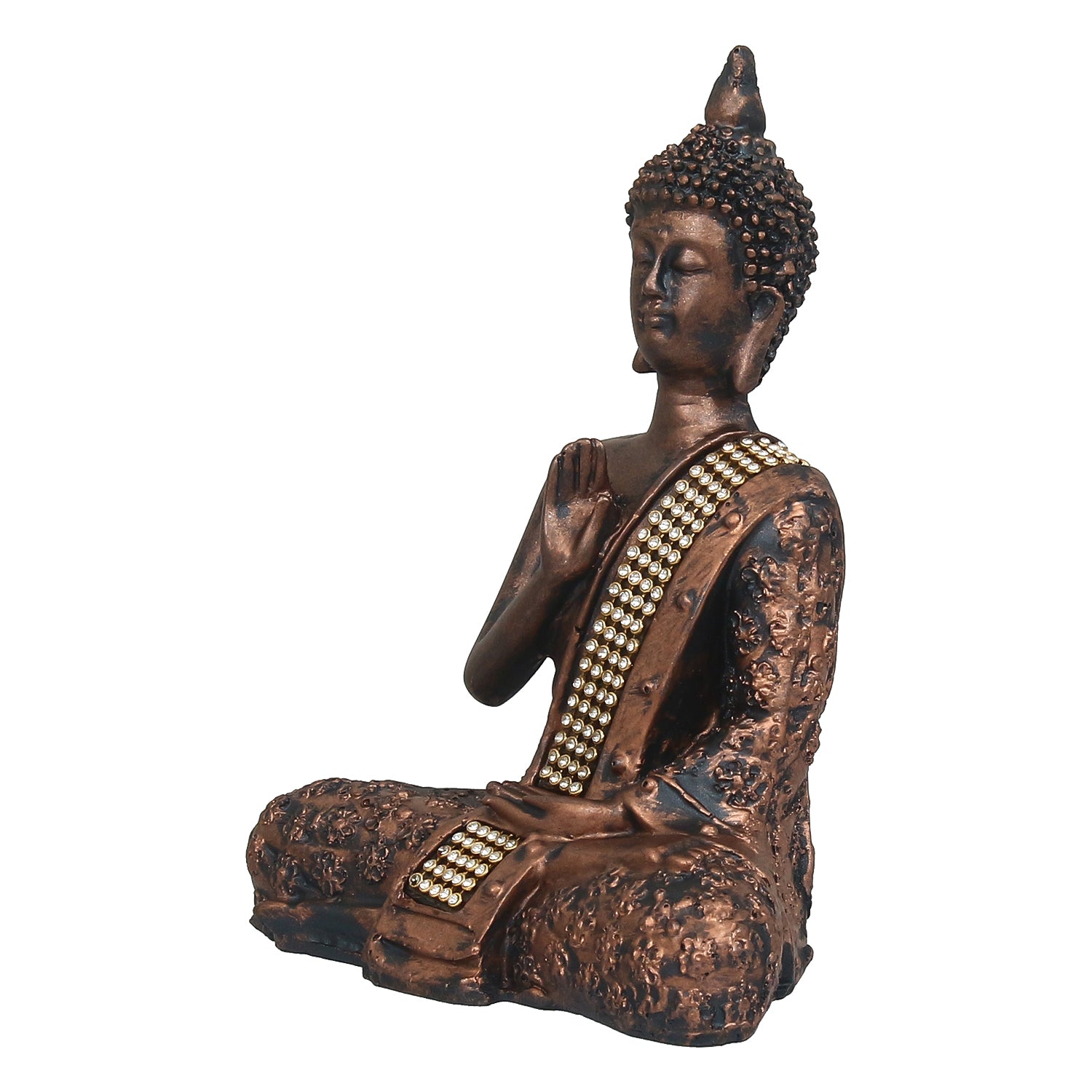 Polyresin Brown Handcrafted Meditating Blessing Buddha Statue 4
