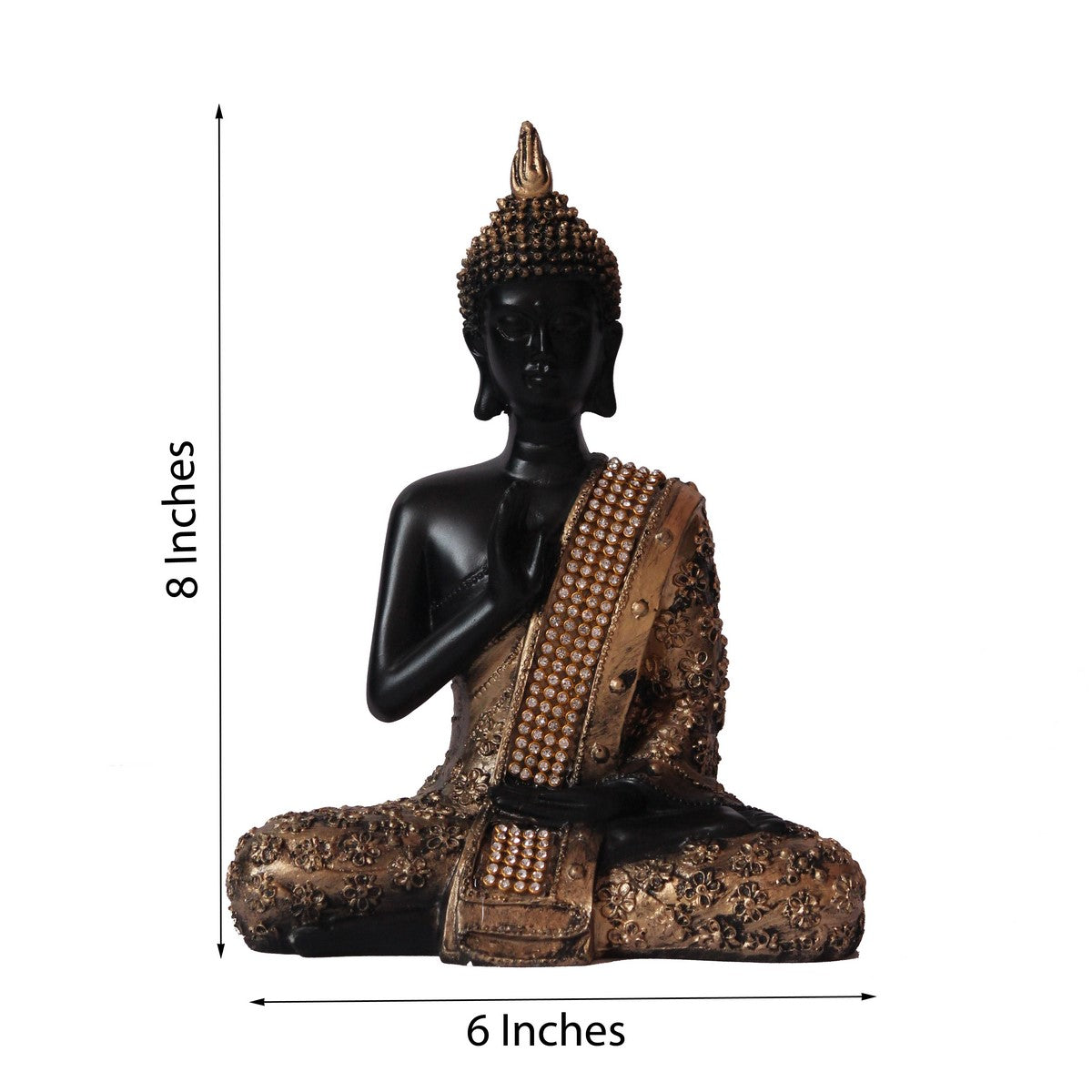 Polyresin Black and Golden Handcrafted Meditating Blessing Buddha Statue 2