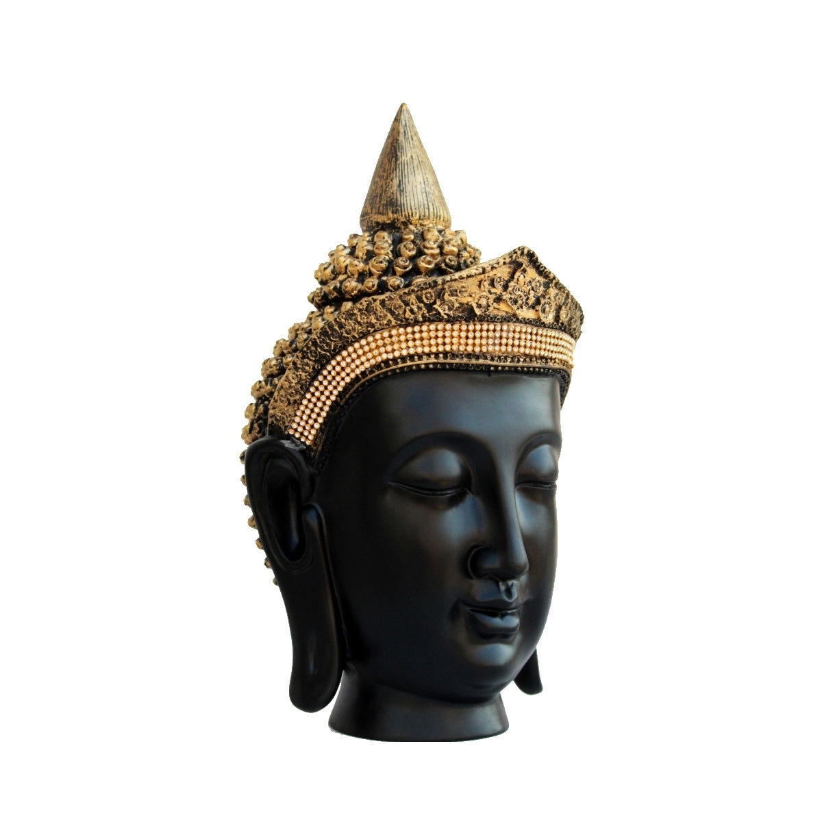 Handcrafted Golden Crown Buddha Head Statue 1
