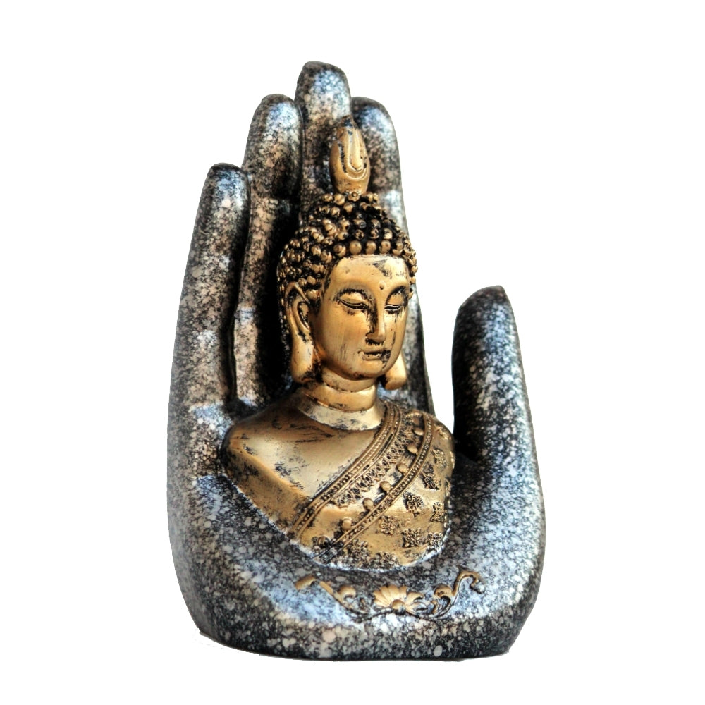 Polyresin Silver and Golden Handcrafted Palm Buddha statue 2