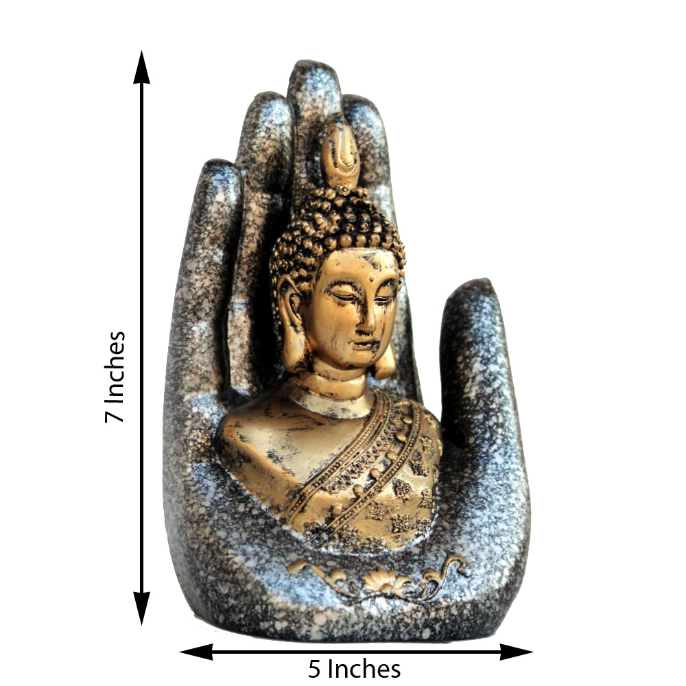 Polyresin Silver and Golden Handcrafted Palm Buddha statue 3
