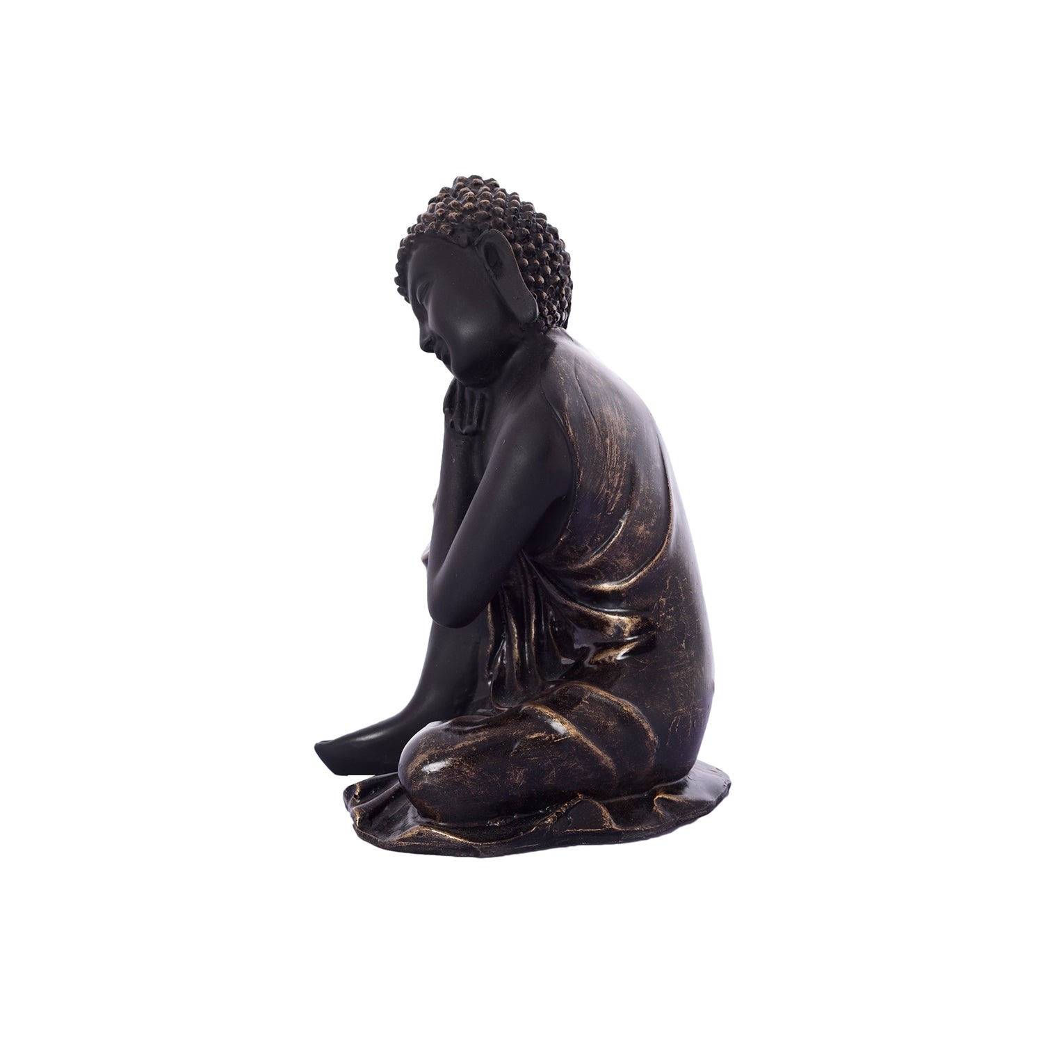 Polyresin Black Resting Buddha on Knee Statue 5