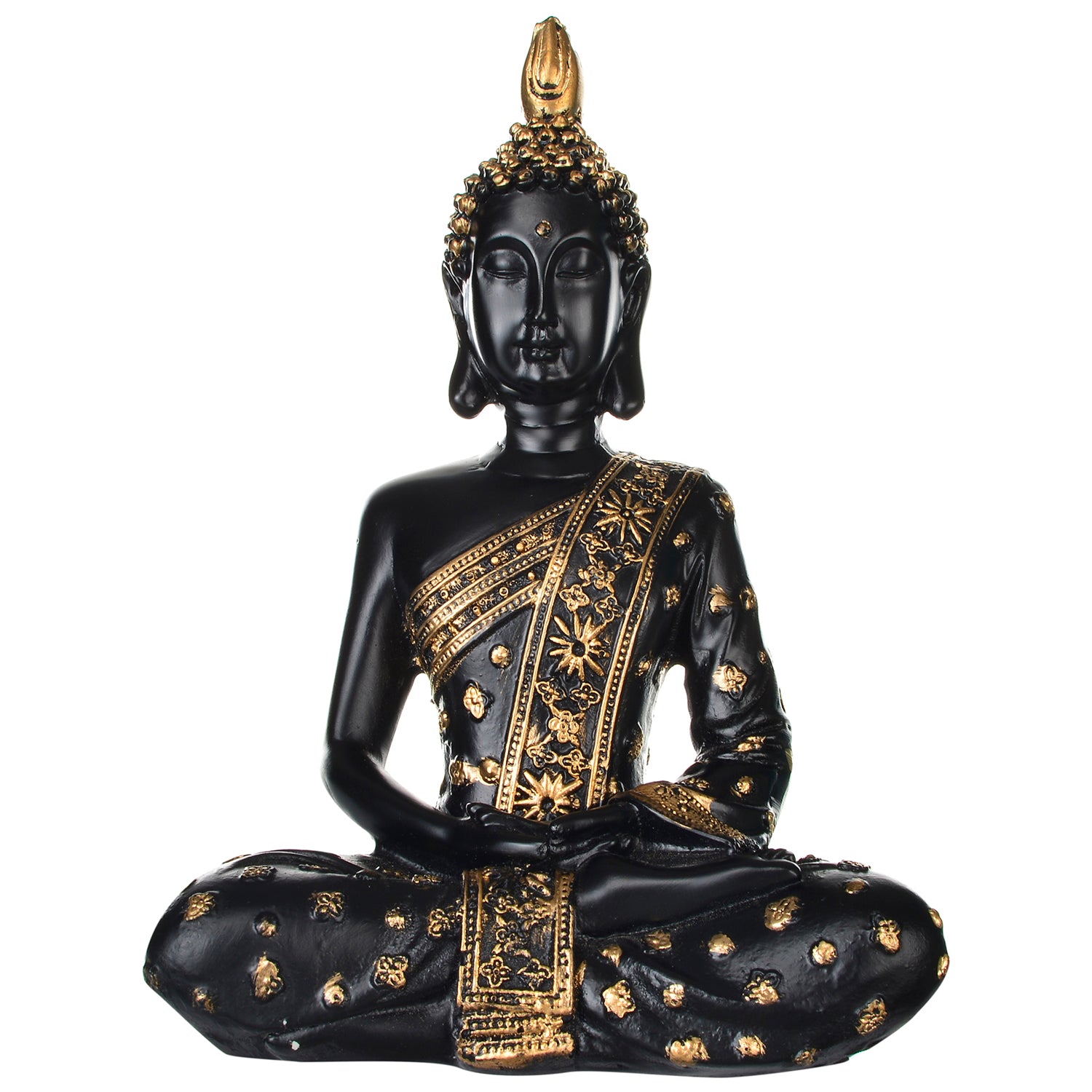 Handcrafted Meditating Blessing Buddha ( Black & Gold ) 1