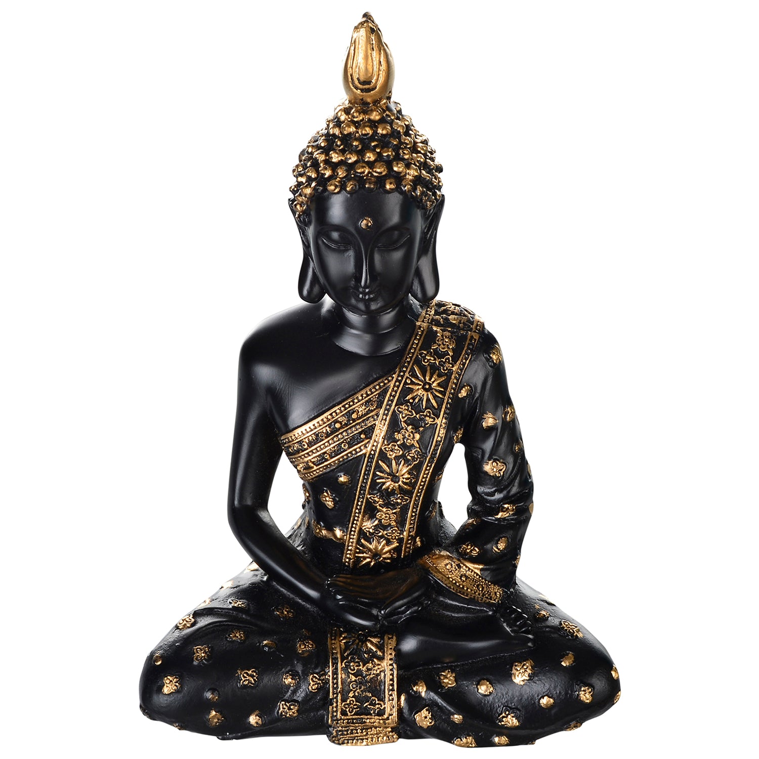 Handcrafted Meditating Blessing Buddha ( Black & Gold ) 2