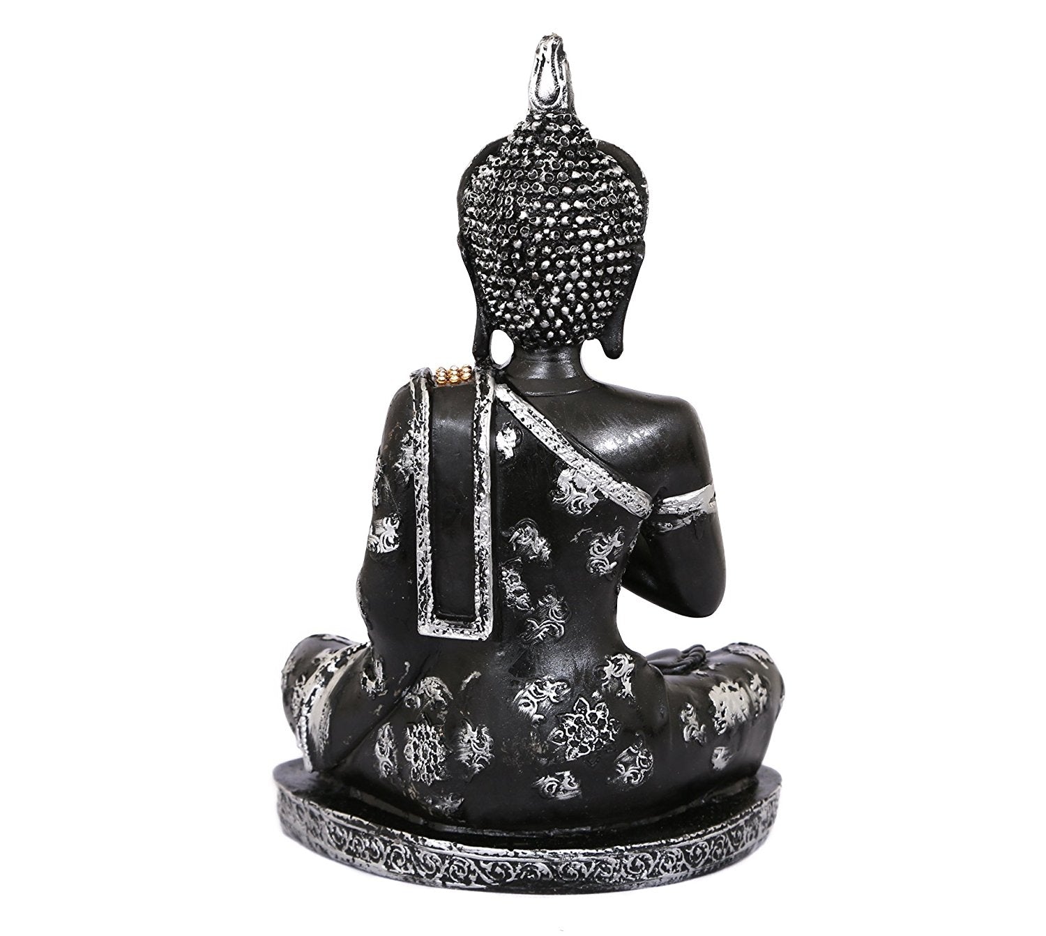 Handcrafted Decorative Meditating Buddha (Size - 25CmxSilver and BlackxPolyresin), 1 Lord Buddha Idol 4