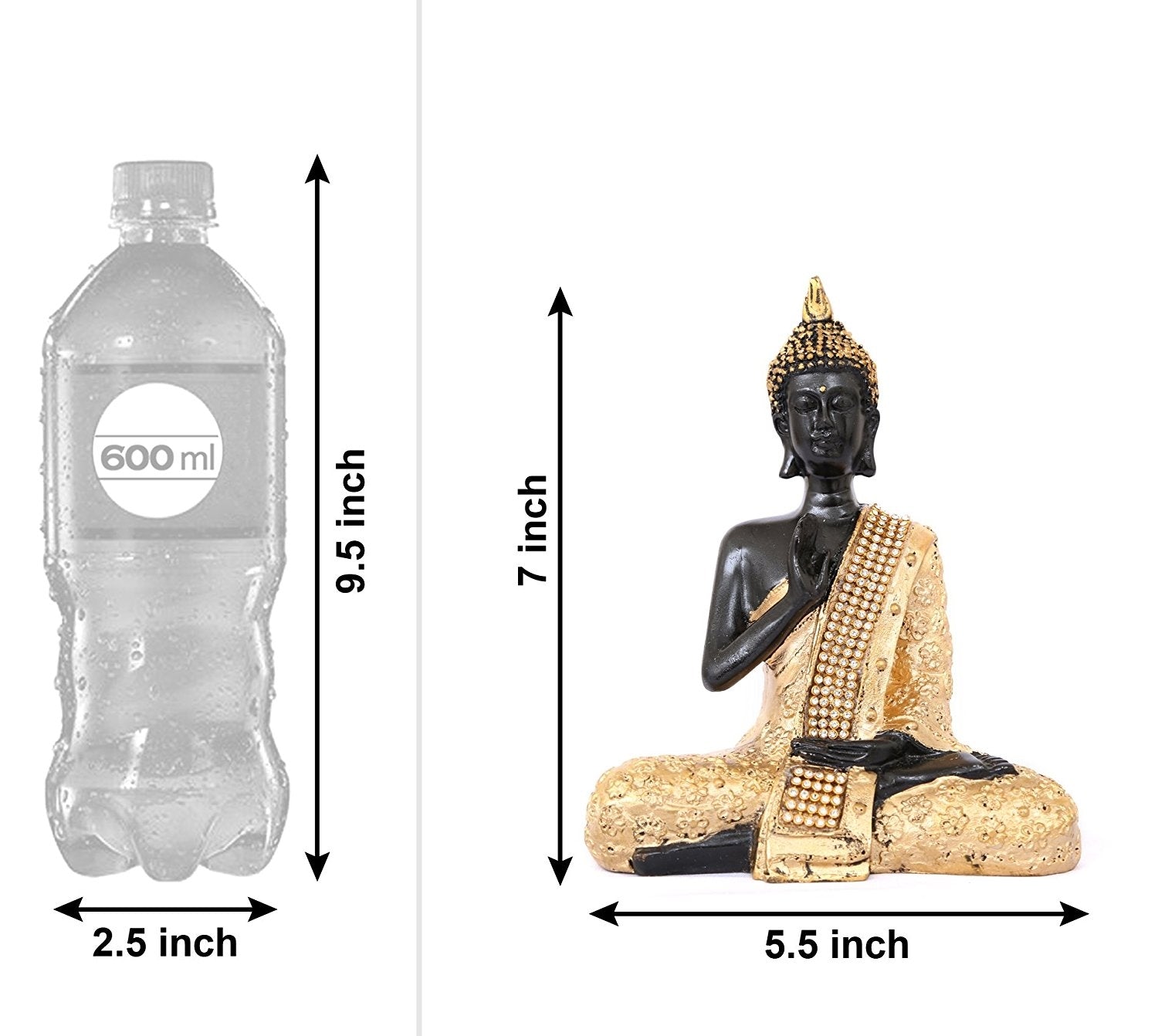 Handcrafted Decorative Meditating Buddha (Size - 17CmxGolden and BlackxPolyresin), 1 Lord Buddha Idol 2
