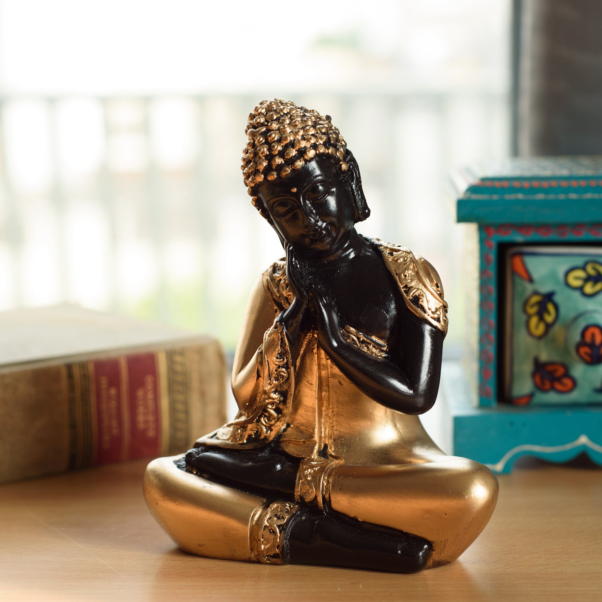 Brass Buddha Resting Premium Brass Golden Showpiece