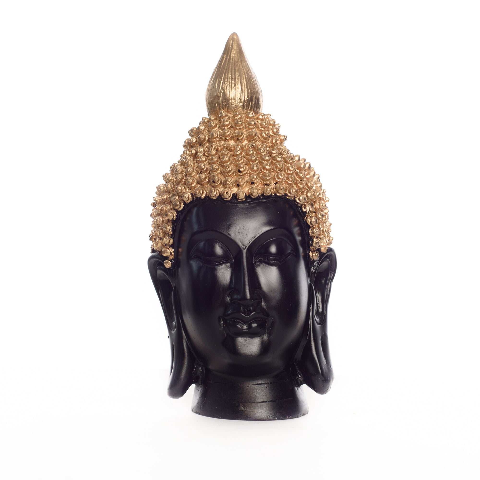 Polyresin Golden and Black Meditating Buddha Head Statue 1