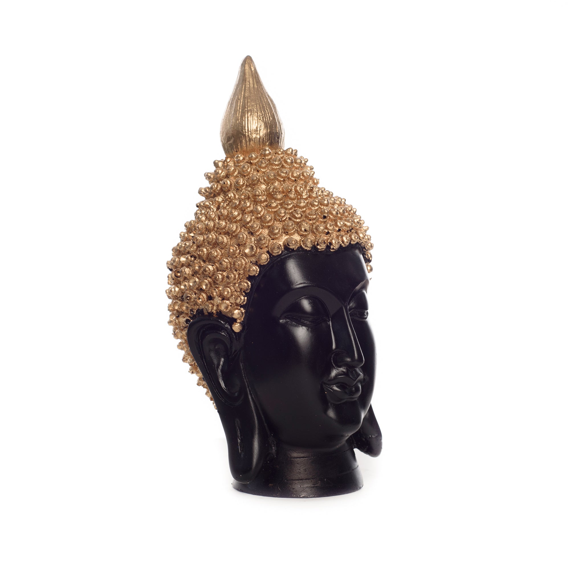 Polyresin Golden and Black Meditating Buddha Head Statue 3