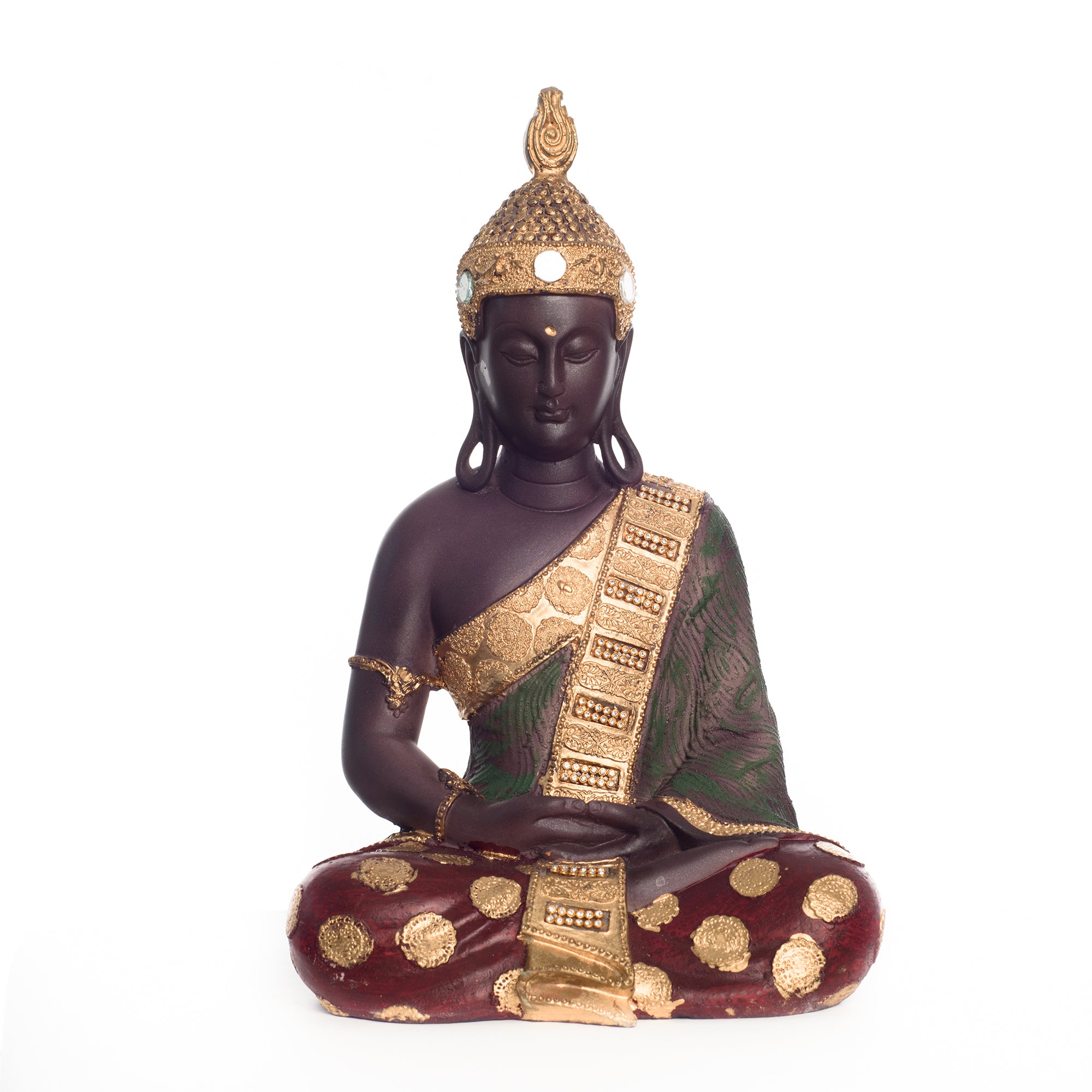 Polyresin Brown and Gold Handcrafted Meditating Buddha Statue 1