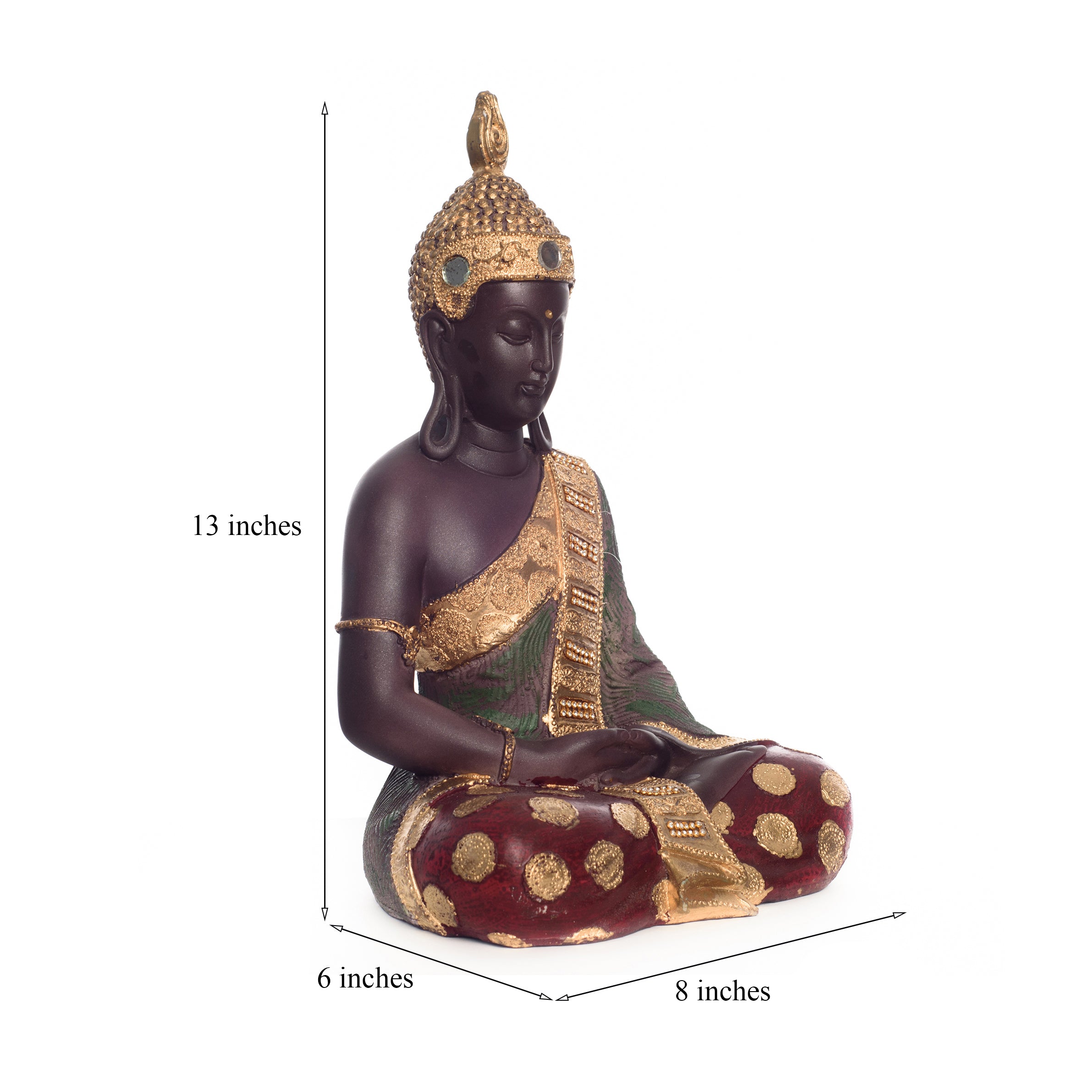 Polyresin Brown and Gold Handcrafted Meditating Buddha Statue 2