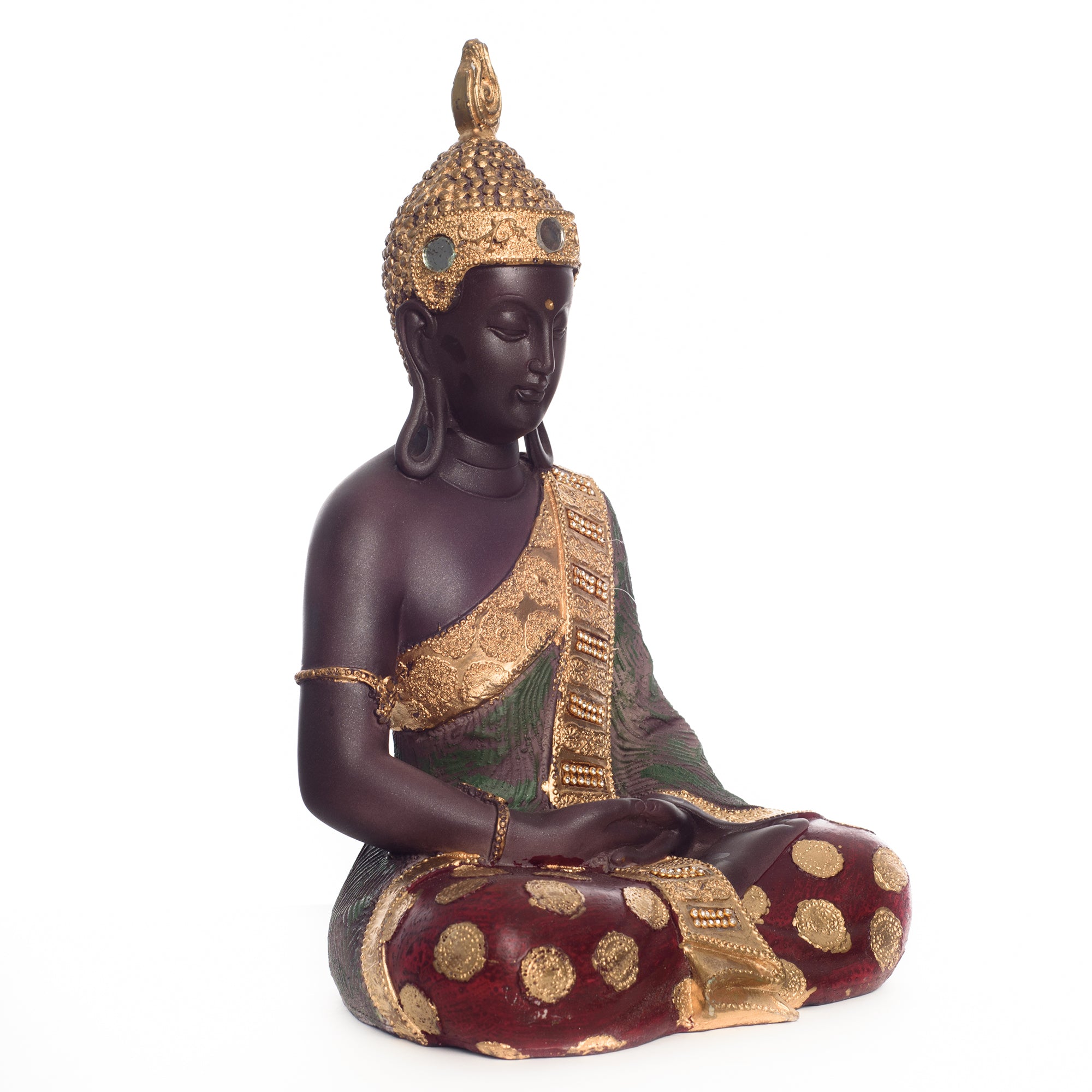 Polyresin Brown and Gold Handcrafted Meditating Buddha Statue 3