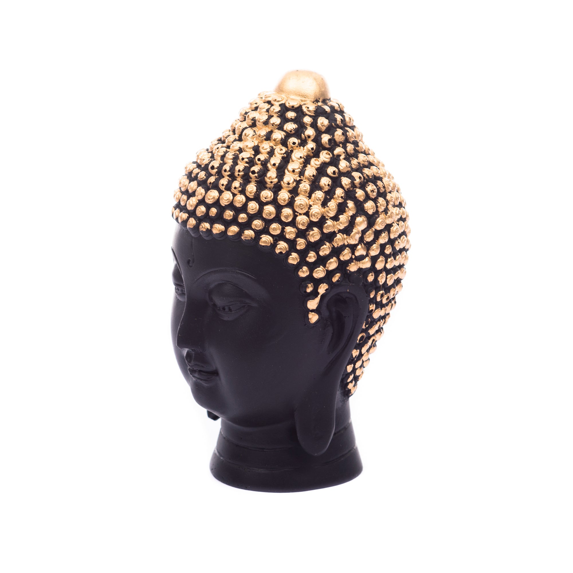 Polyresin Handcrafted Black And Golden Meditating Buddha Face Statue 3
