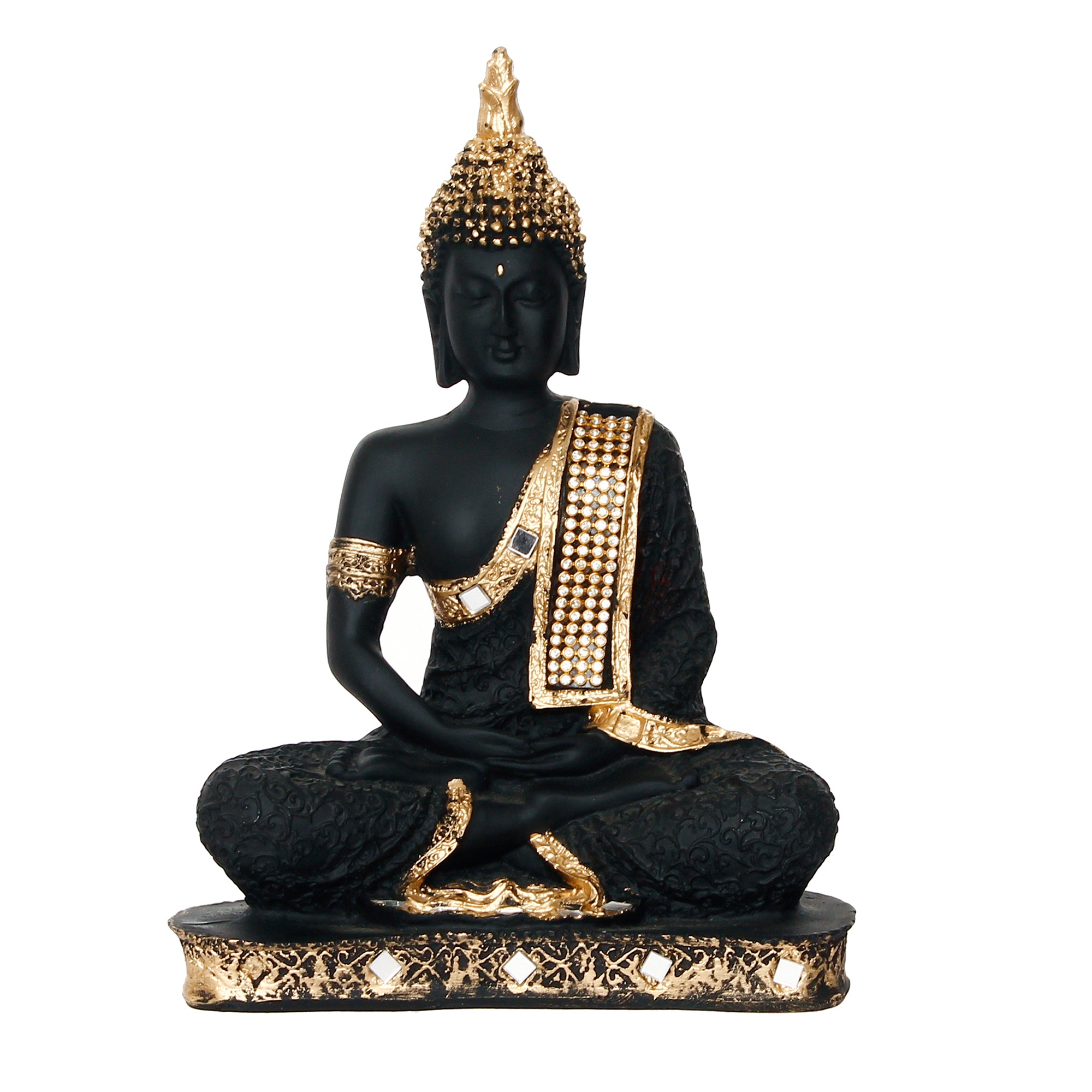 Golden & Black Meditating Buddha Handcrafted Polyresin Figurine 2