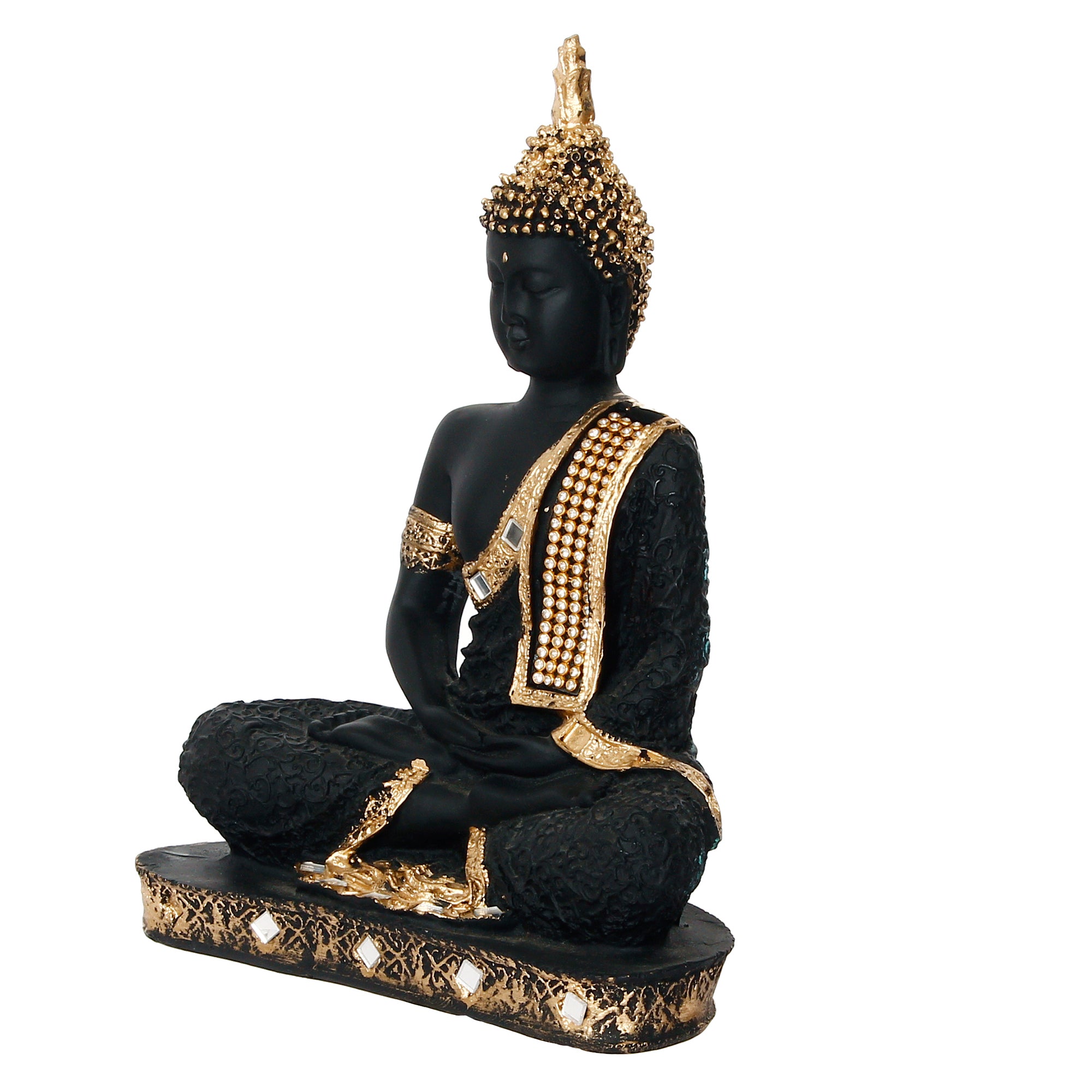 Golden & Black Meditating Buddha Handcrafted Polyresin Figurine 5