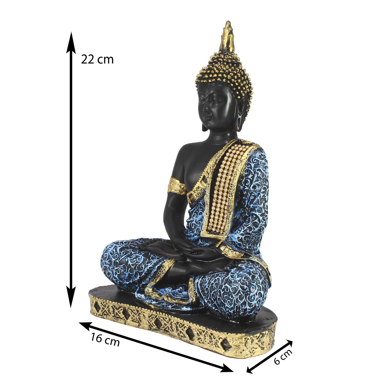 Blue Meditating Buddha Decorative Showpiece - 24 cm 2