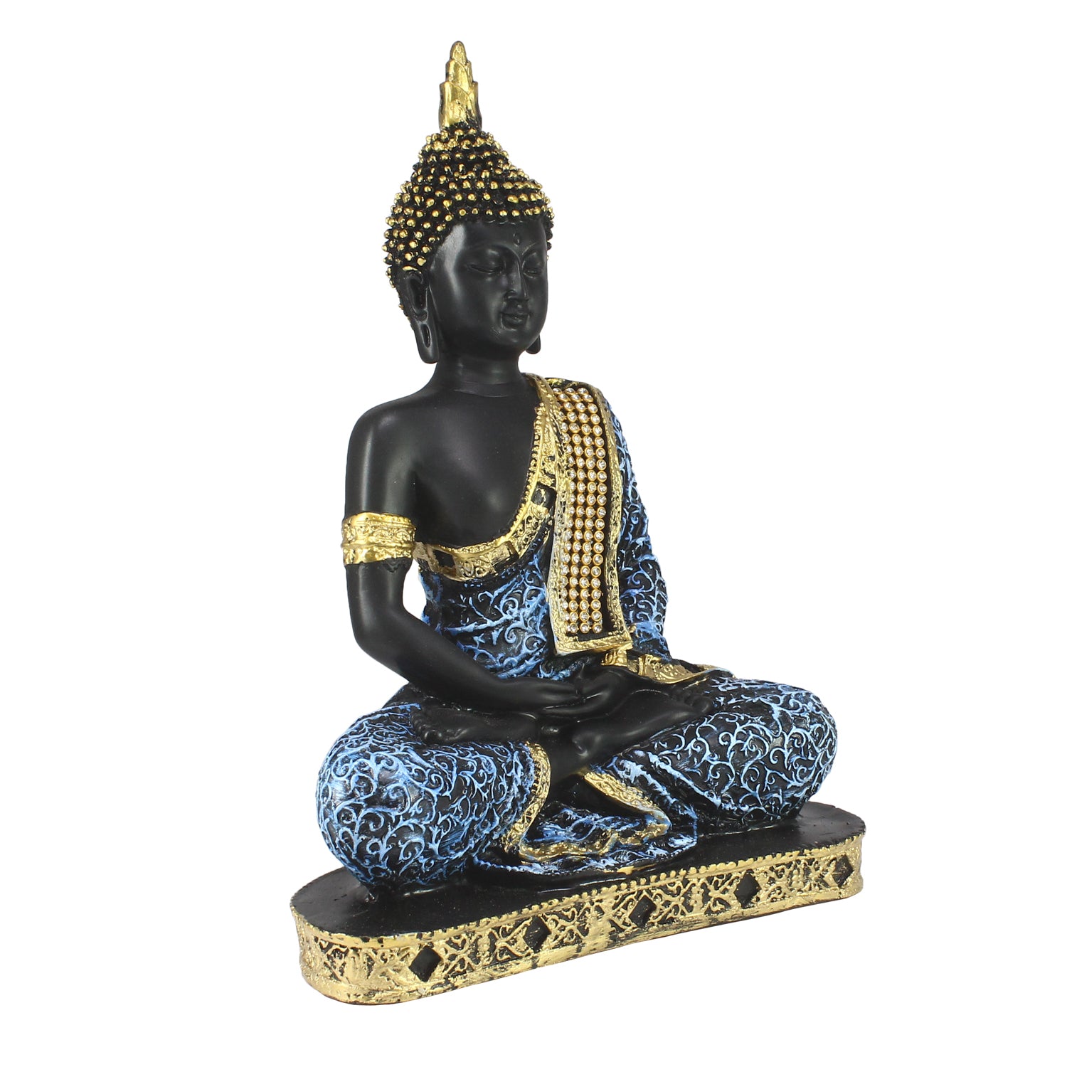 Blue Meditating Buddha Decorative Showpiece - 24 cm 3