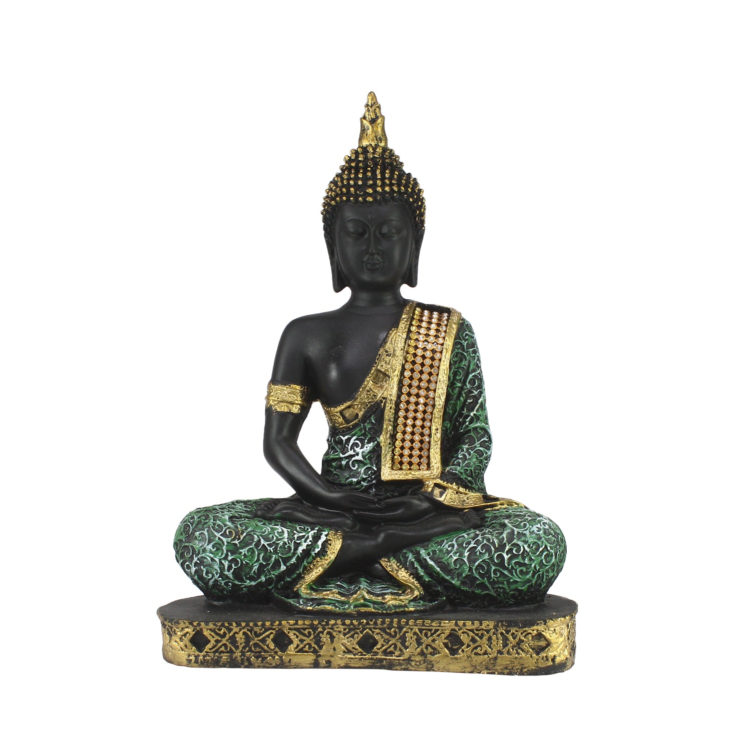 Green Meditating Buddha Decorative Showpiece - 24 cm 1