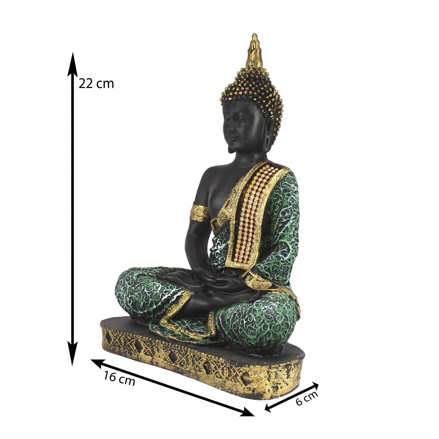 Green Meditating Buddha Decorative Showpiece - 24 cm 2