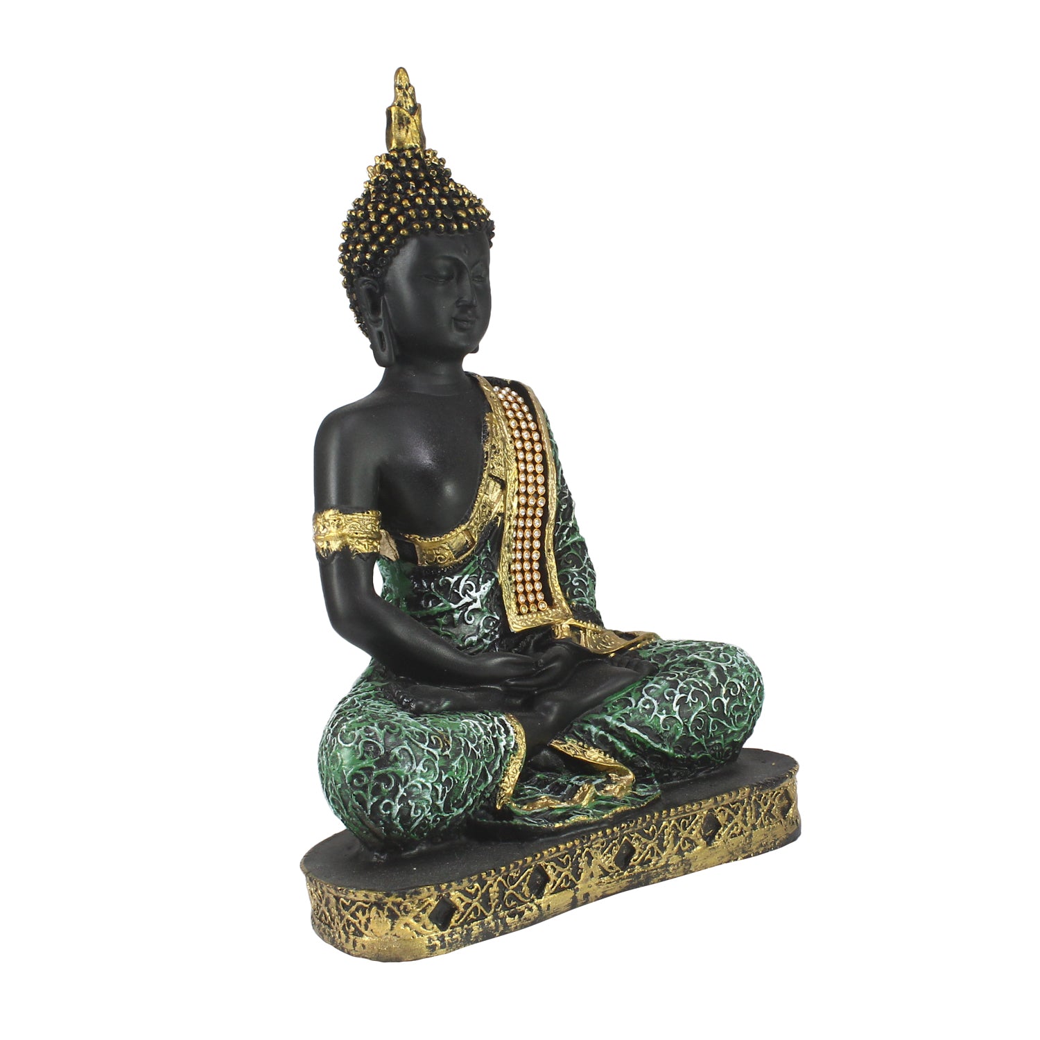 Green Meditating Buddha Decorative Showpiece - 24 cm 3