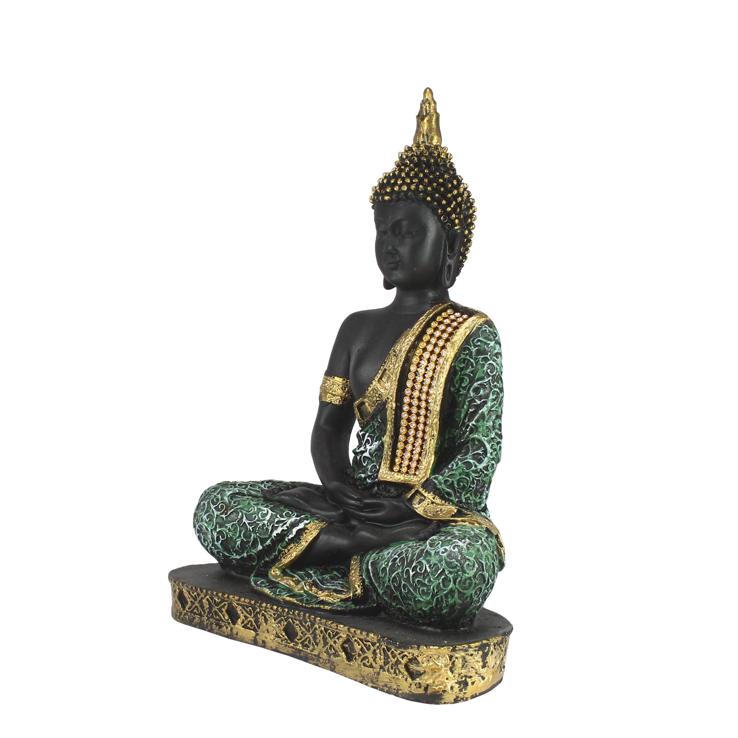 Green Meditating Buddha Decorative Showpiece - 24 cm 4