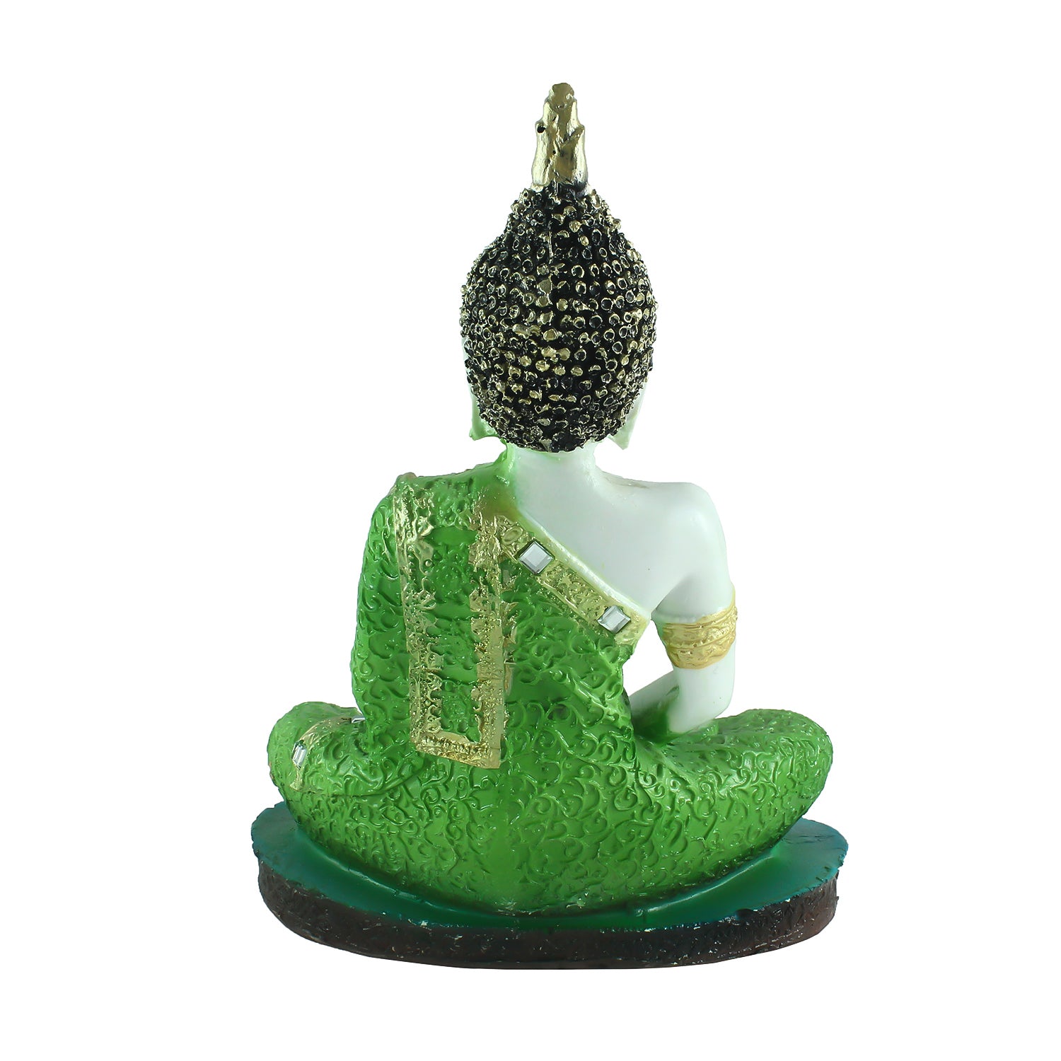 Polyresin Green and White Decorative Meditating Buddha Statue 4