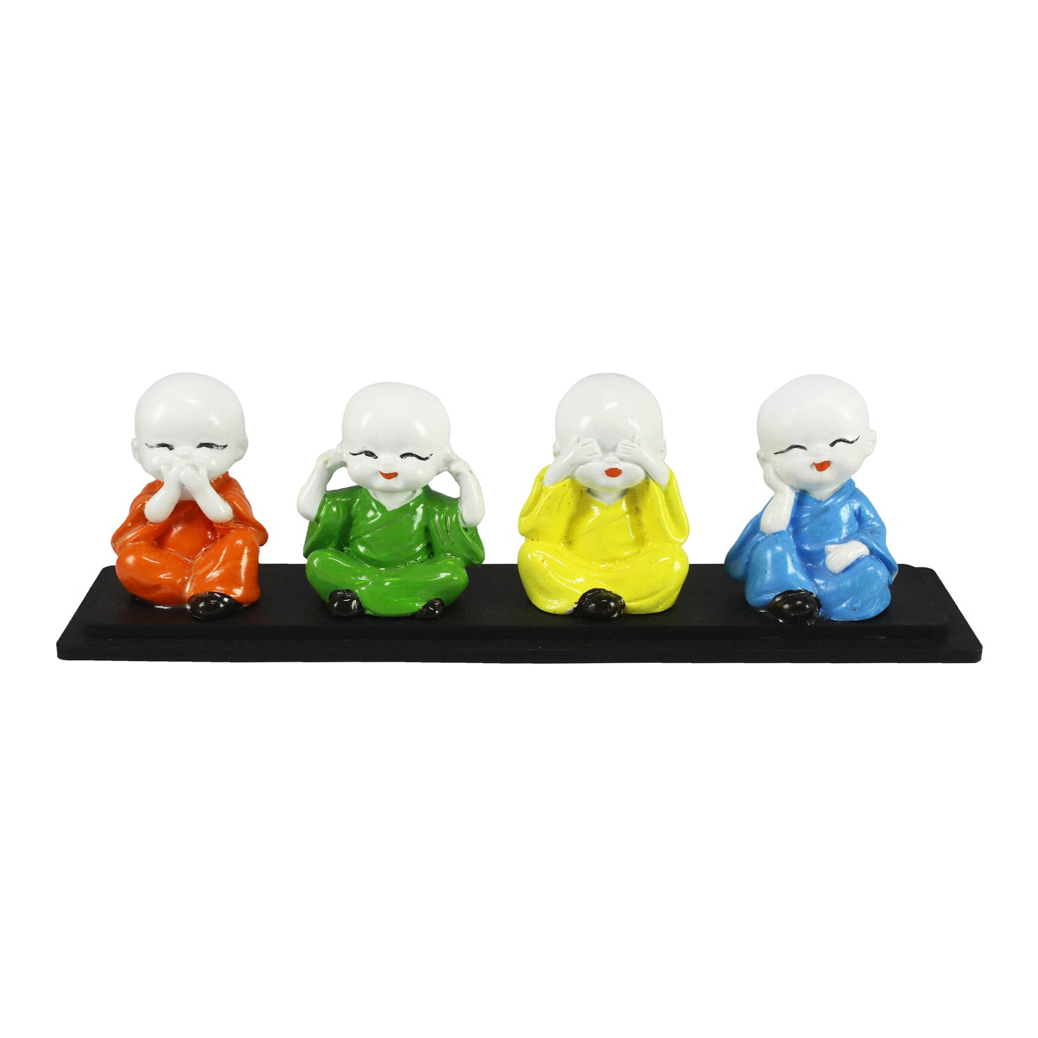 Set of 4 Multi color Monks Polyresin Tealight Holder 1