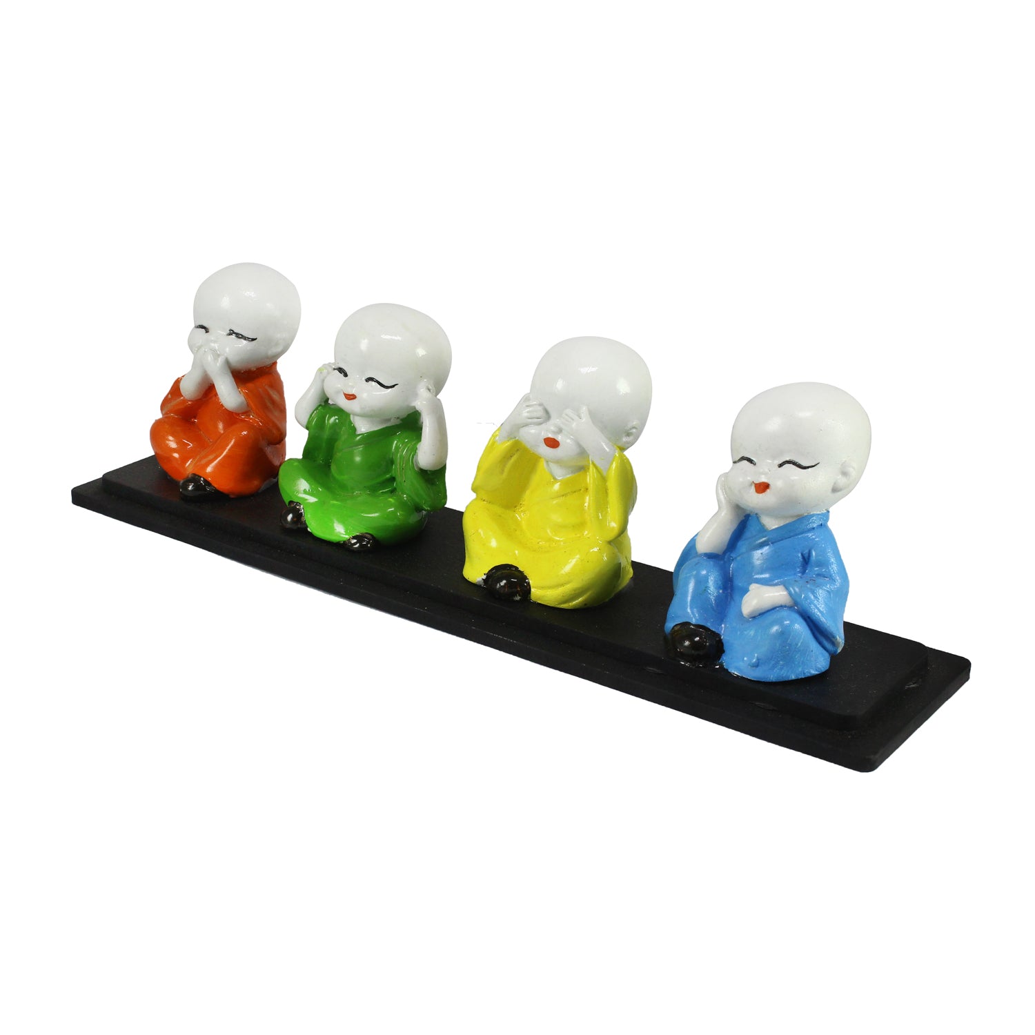 Set of 4 Multi color Monks Polyresin Tealight Holder 4