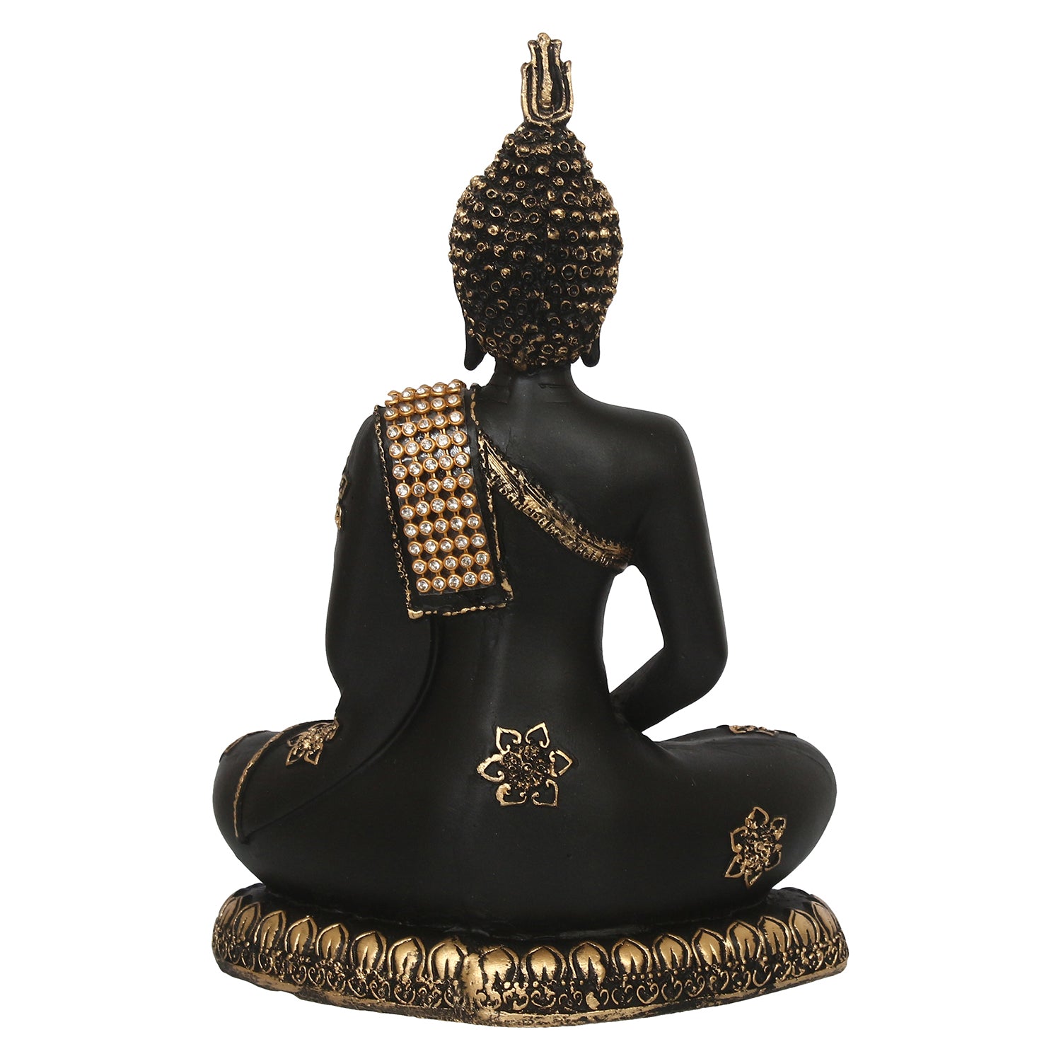 Polyresin Black and Golden Handcrafted Meditating Buddha Statue 6