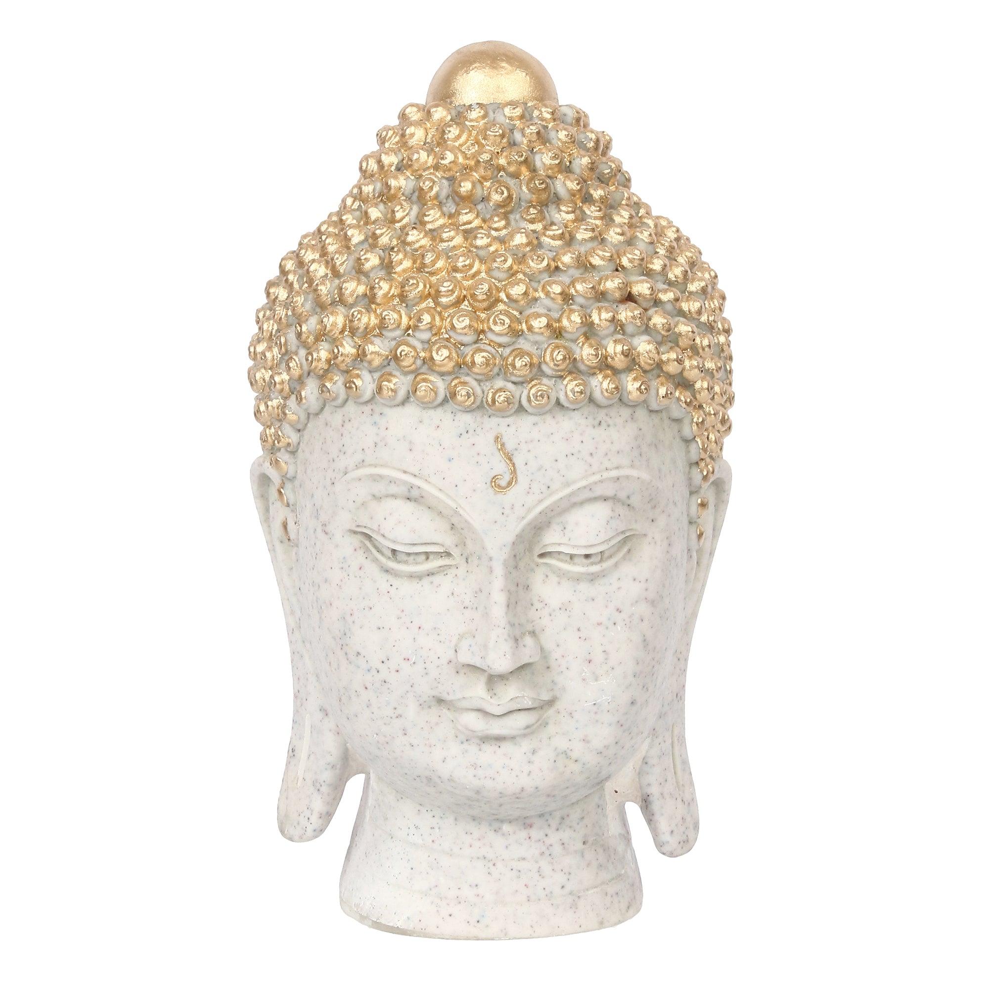 Polyresin Golden and White Meditating Buddha Head Statue 1