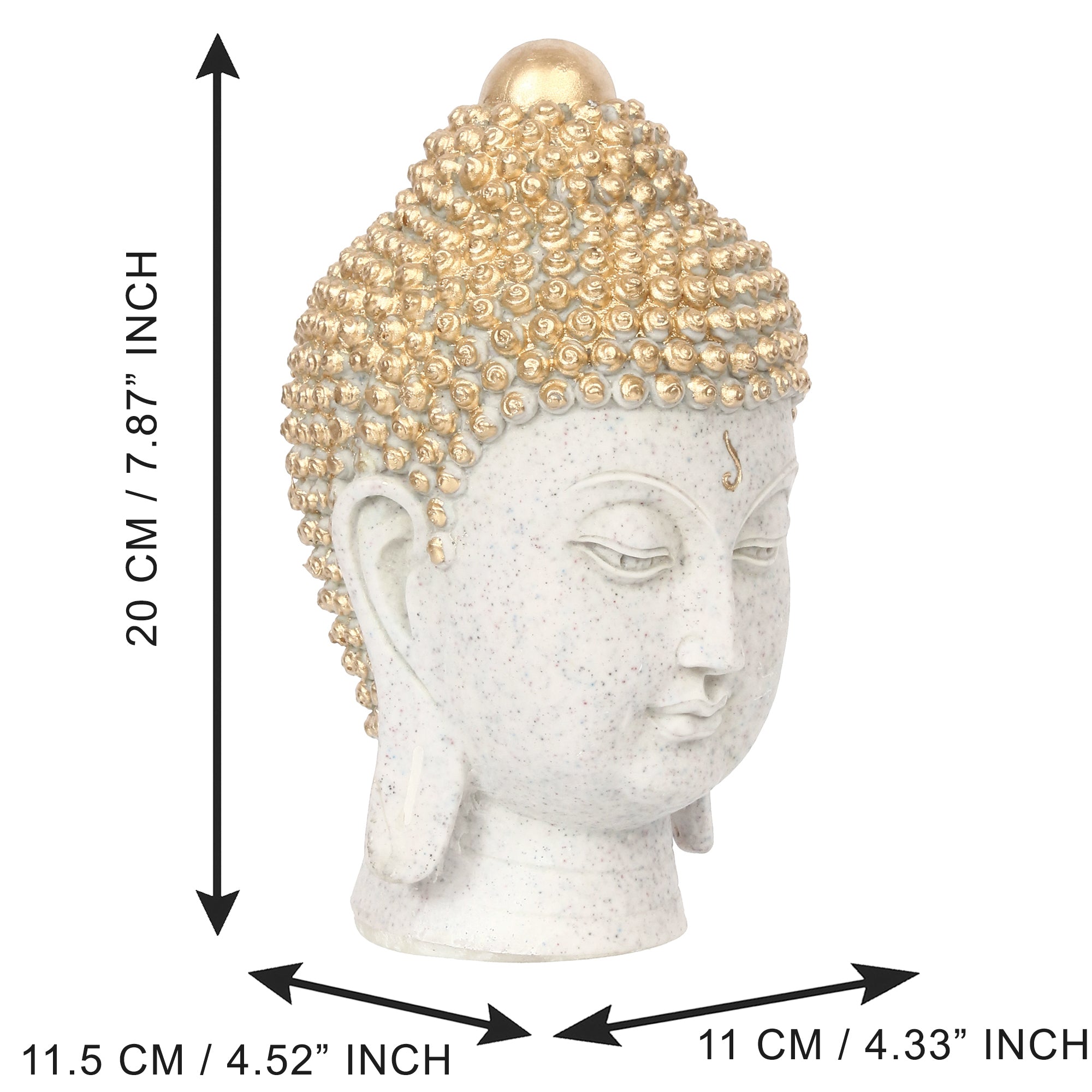 Polyresin Golden and White Meditating Buddha Head Statue 2