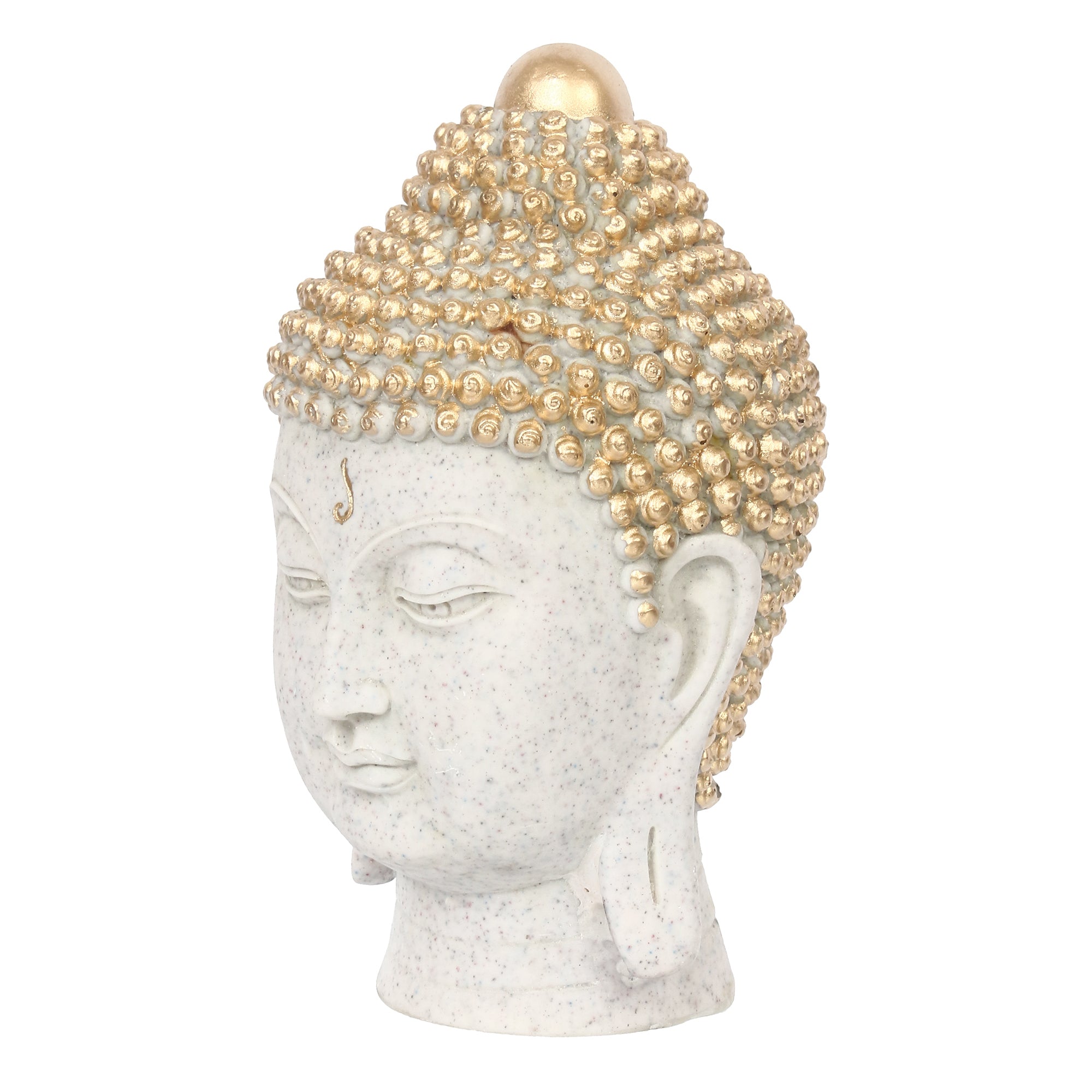 Polyresin Golden and White Meditating Buddha Head Statue 4