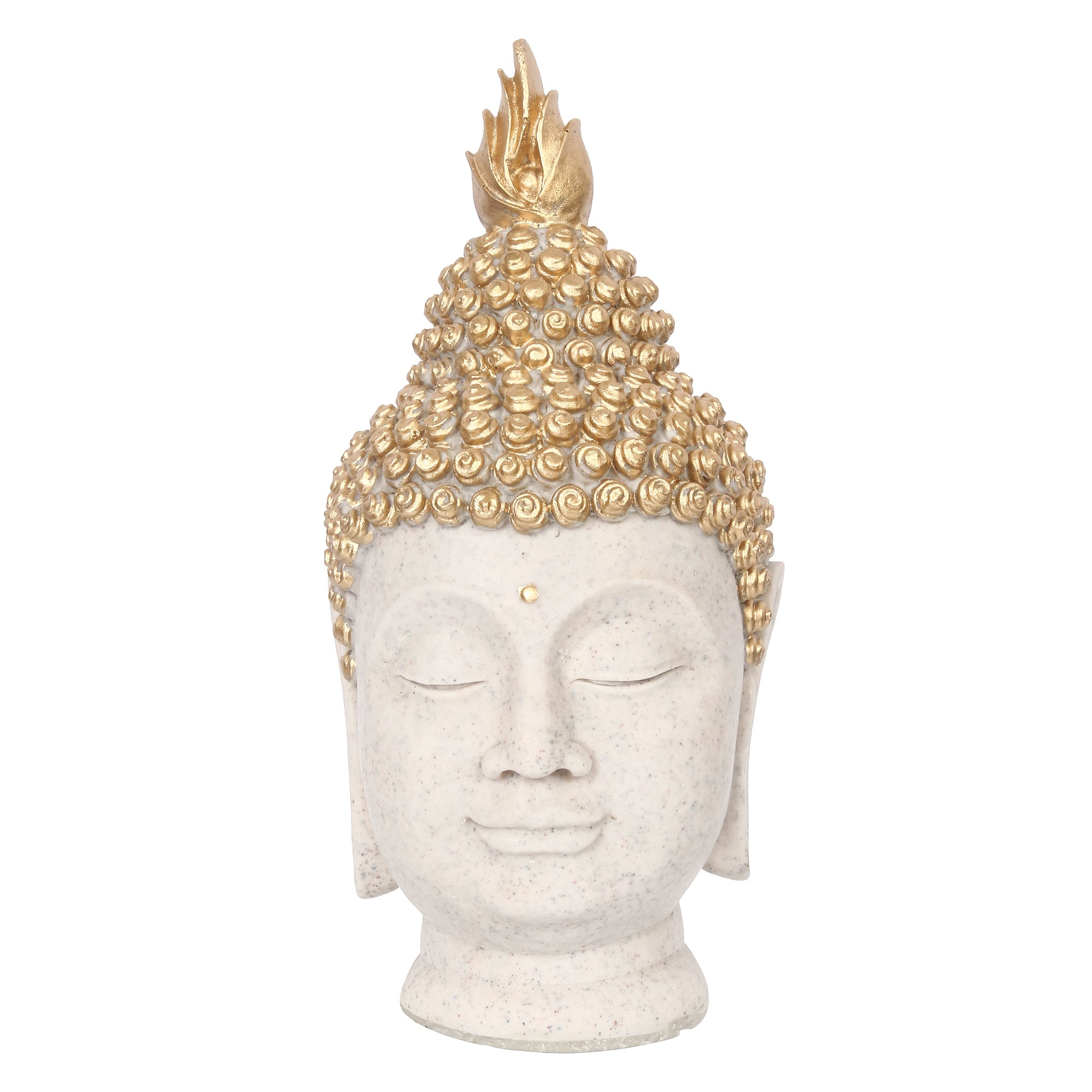 Polyresin Gold and White Meditating Buddha Head Statue 1