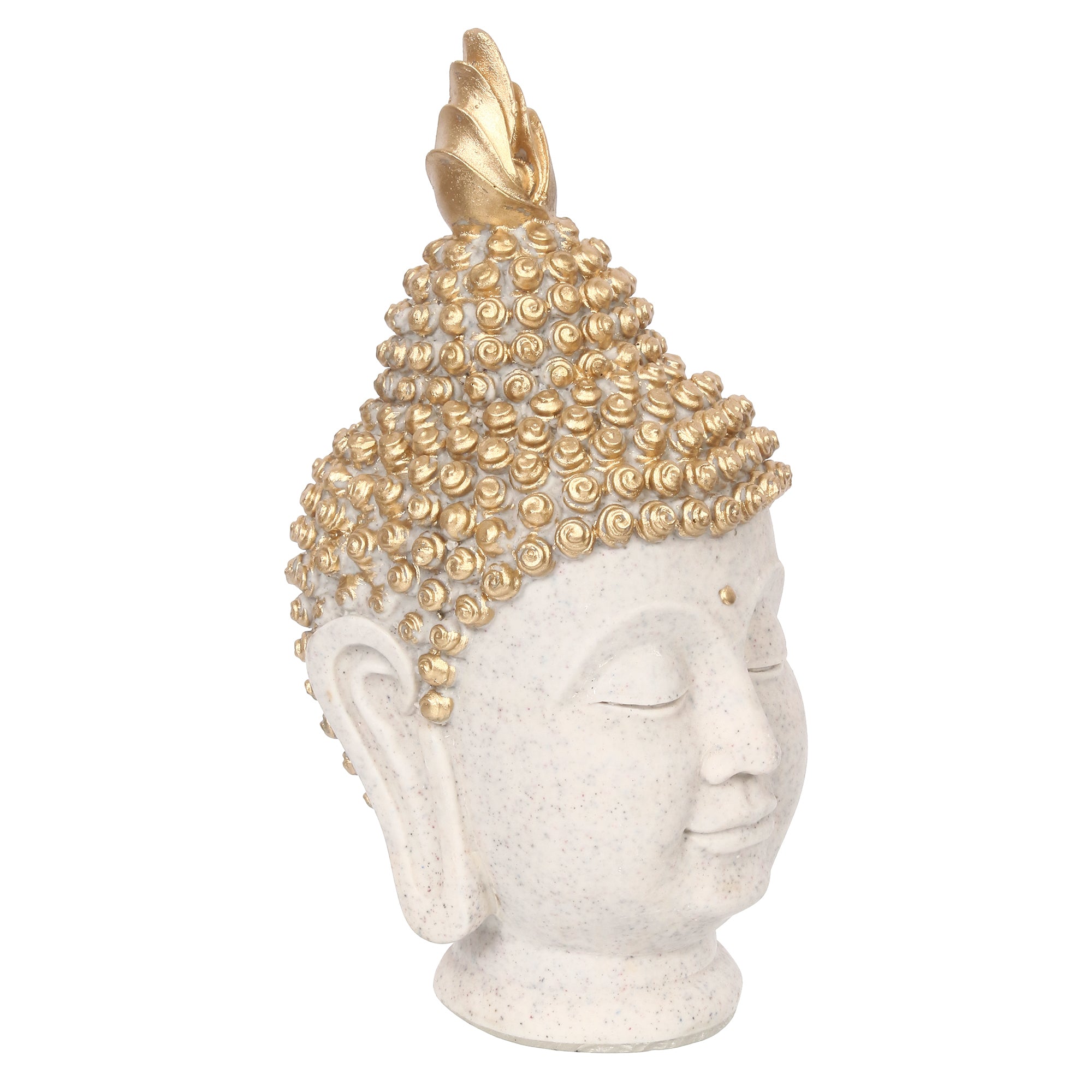 Polyresin Gold and White Meditating Buddha Head Statue 3