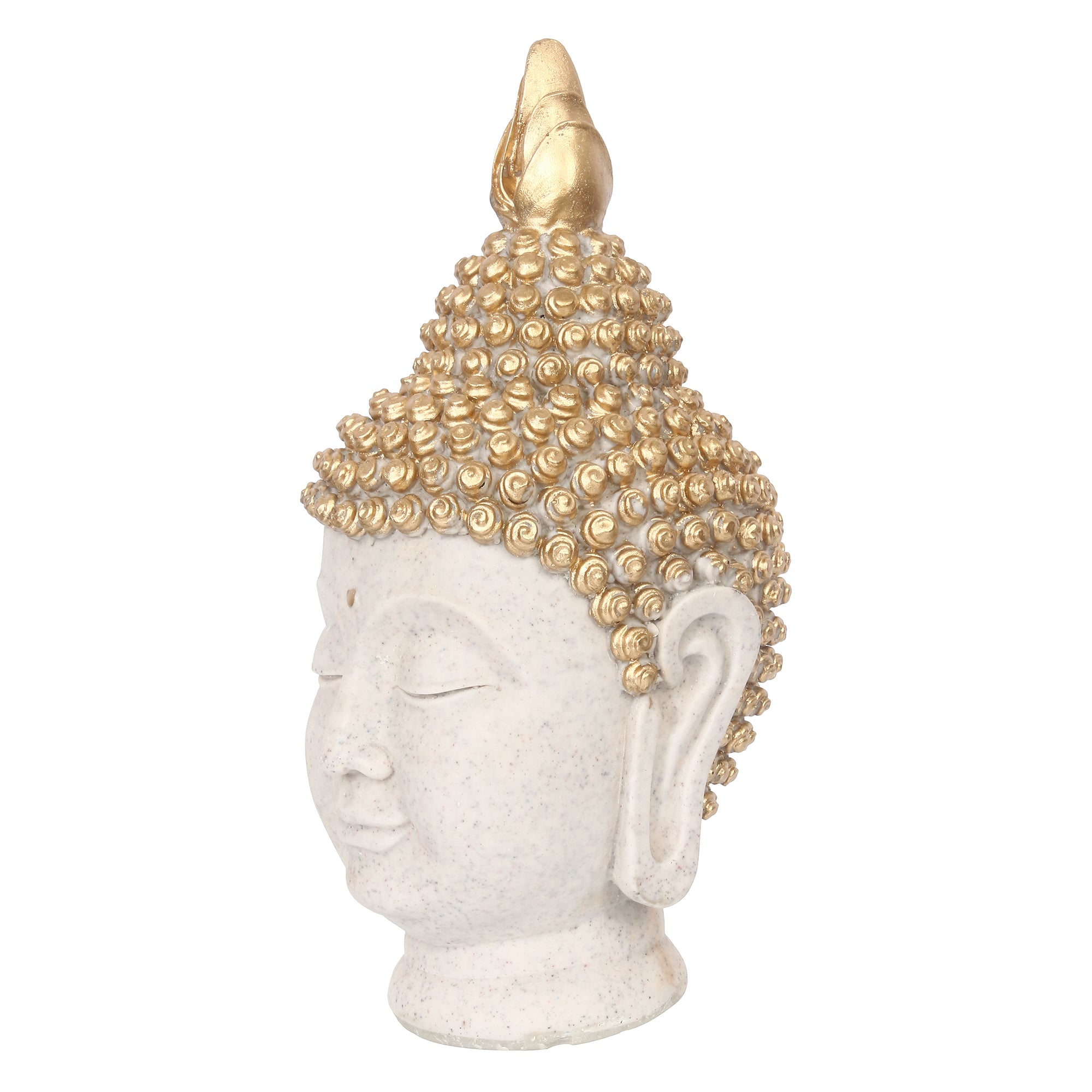 Polyresin Gold and White Meditating Buddha Head Statue 4