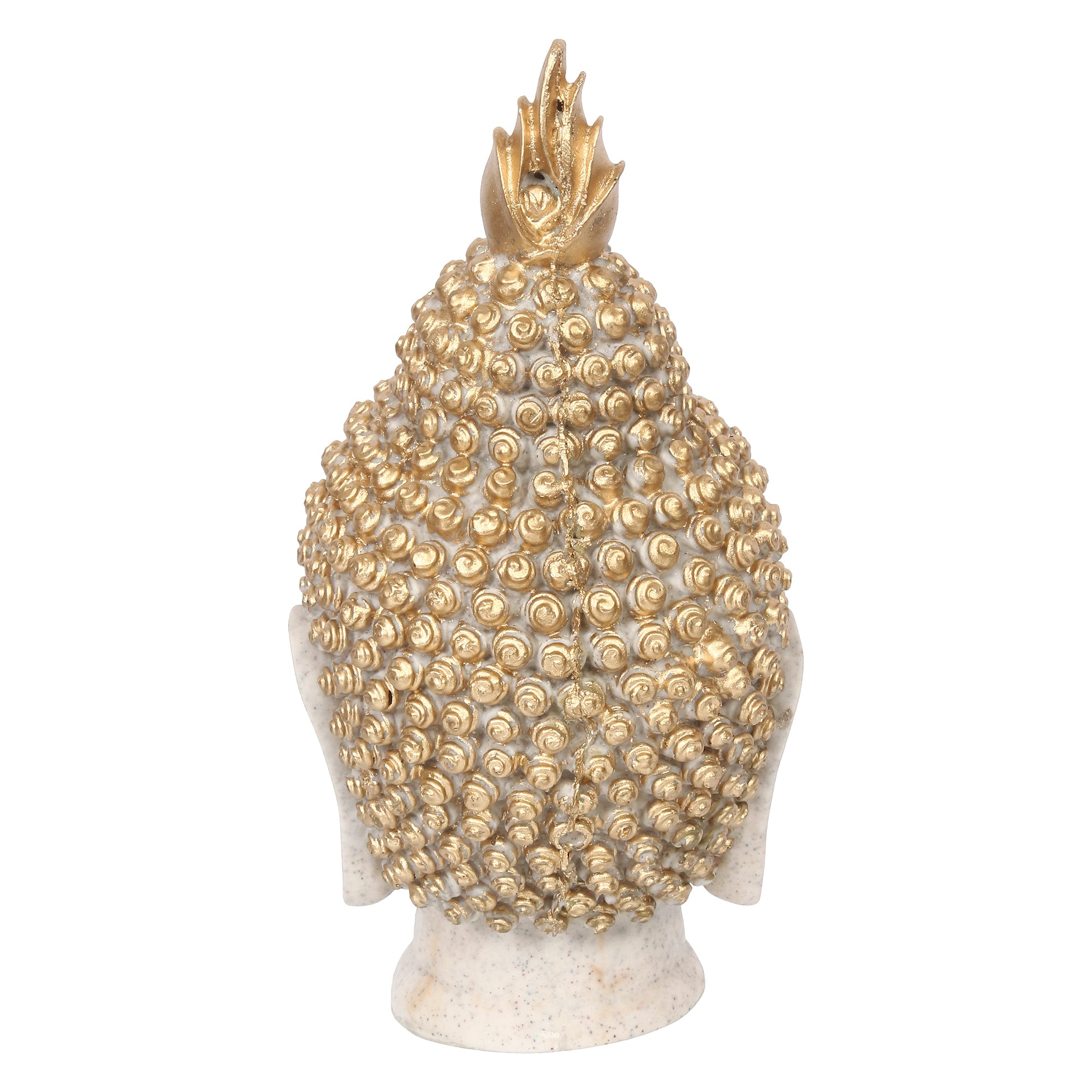 Polyresin Gold and White Meditating Buddha Head Statue 5