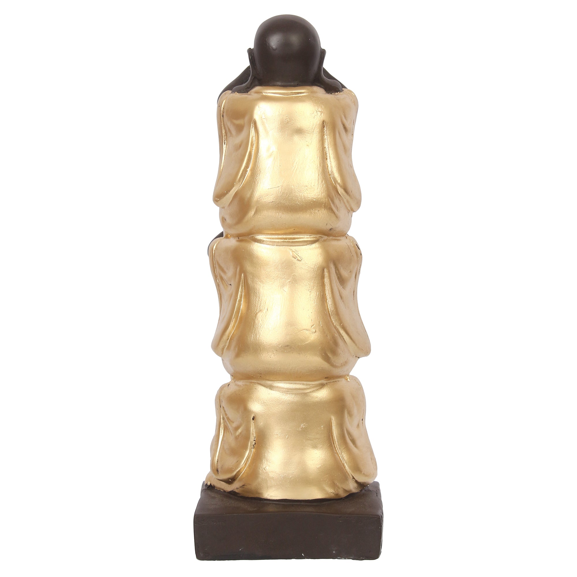 Polyresin Black and Golden Set of 3 Laughing Buddha Statue Standing on each other Decorative Showpiece 5