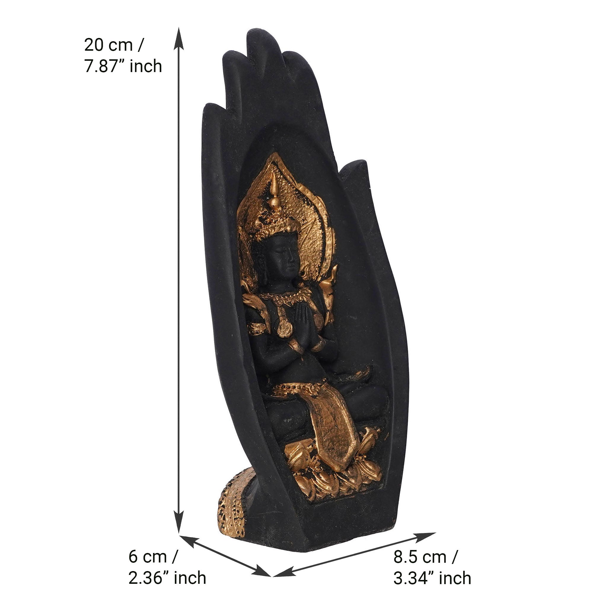 Golden Handcrafted Engraved Palm Buddha Decorative Showpiece 3