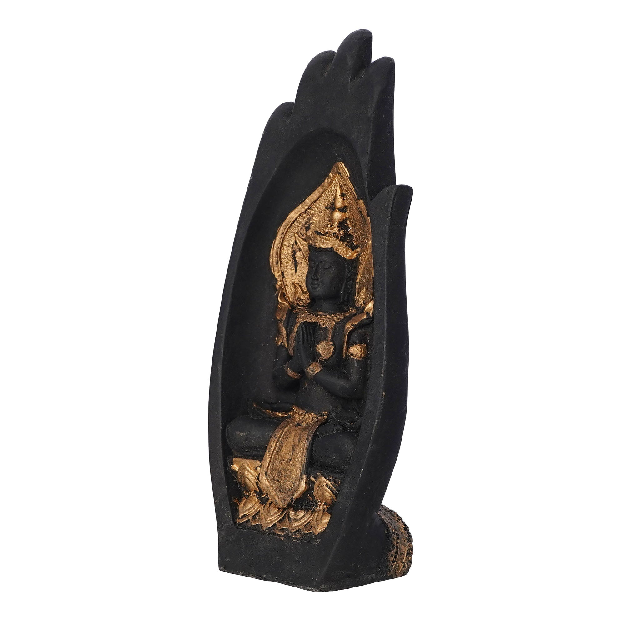 Golden Handcrafted Engraved Palm Buddha Decorative Showpiece 5