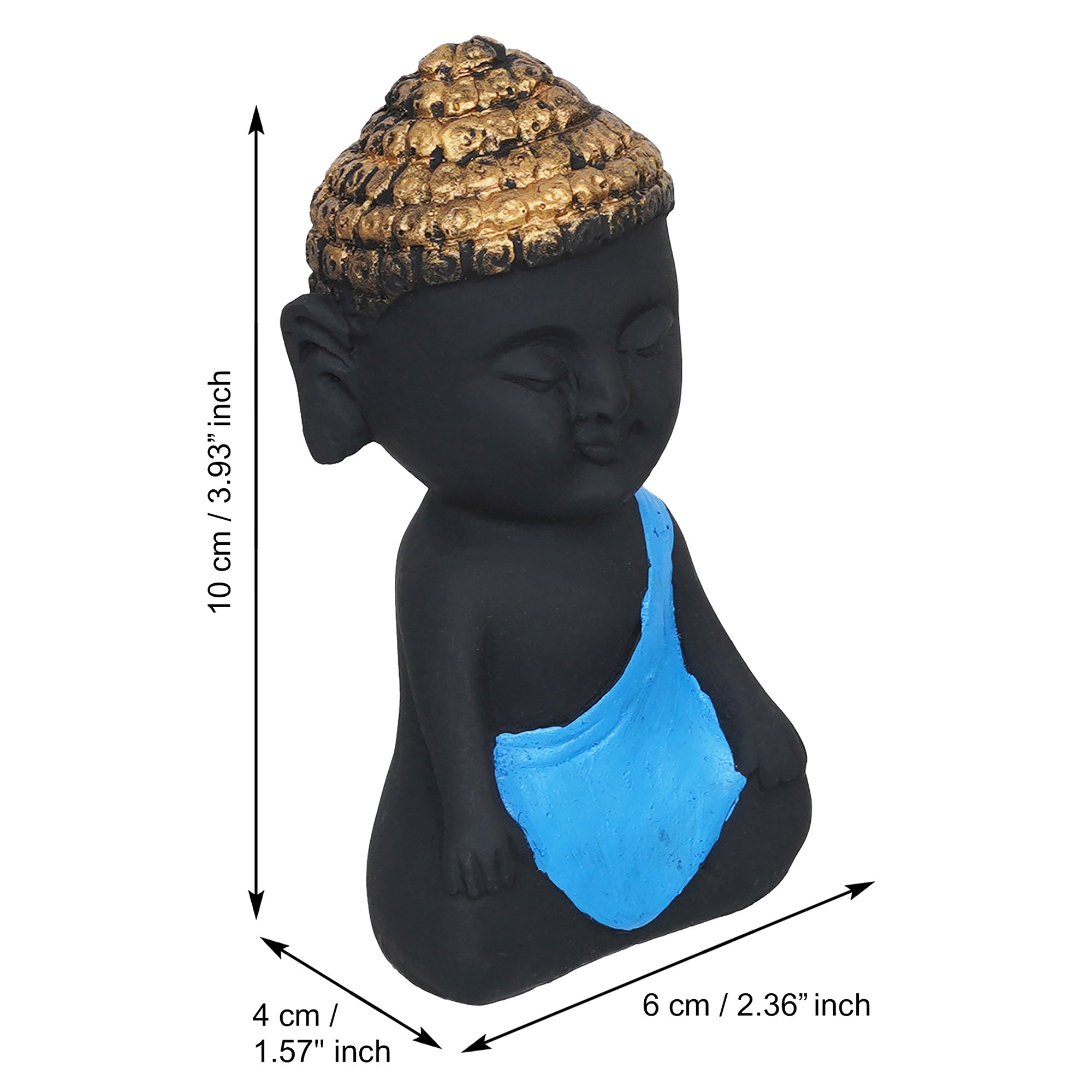 eCraftIndia Set Of 4 Pink, Blue, Green, Orange Polyresin Handcrafted Little Monk Buddha Statues 3