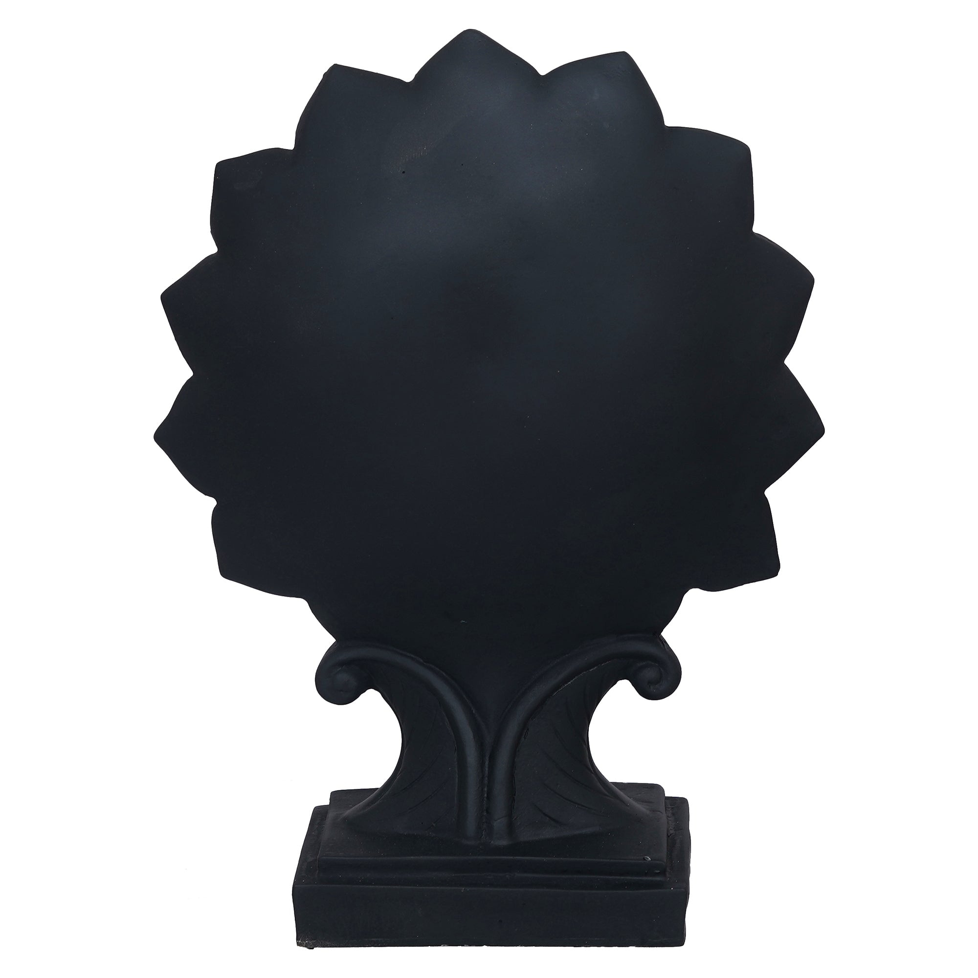 eCraftIndia Black and Golden Polyresin Lord Buddha Face Statue on Lotus with Stand 8