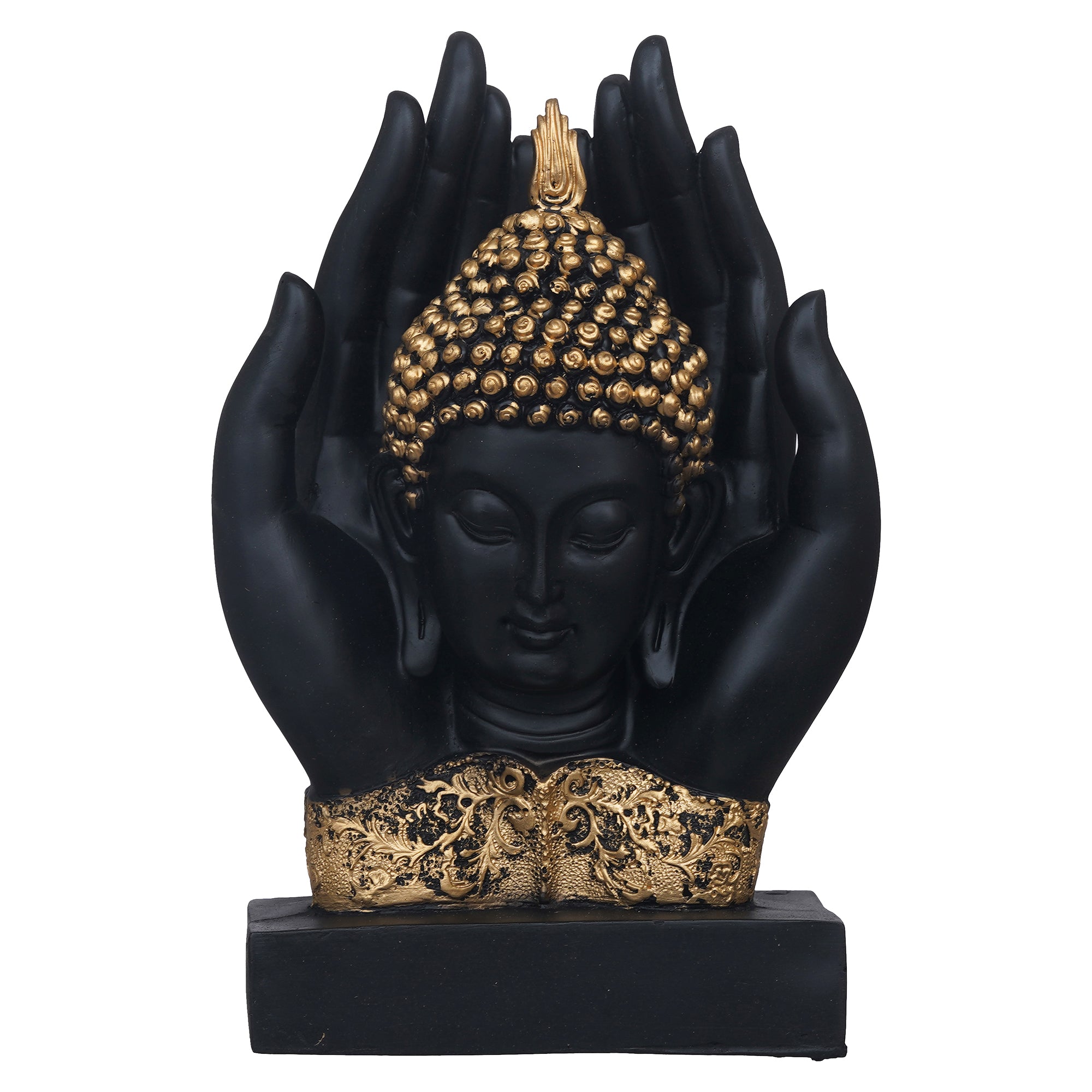 eCraftIndia Blank Golden Polyresin Handcrafted Palm Buddha Statue 2