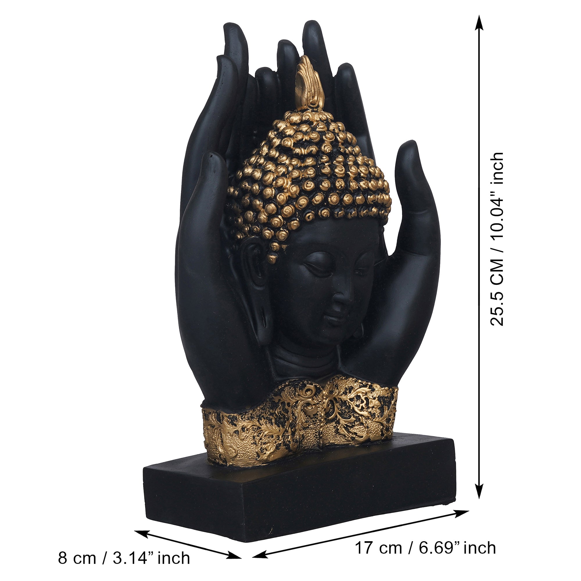 eCraftIndia Blank Golden Polyresin Handcrafted Palm Buddha Statue 3