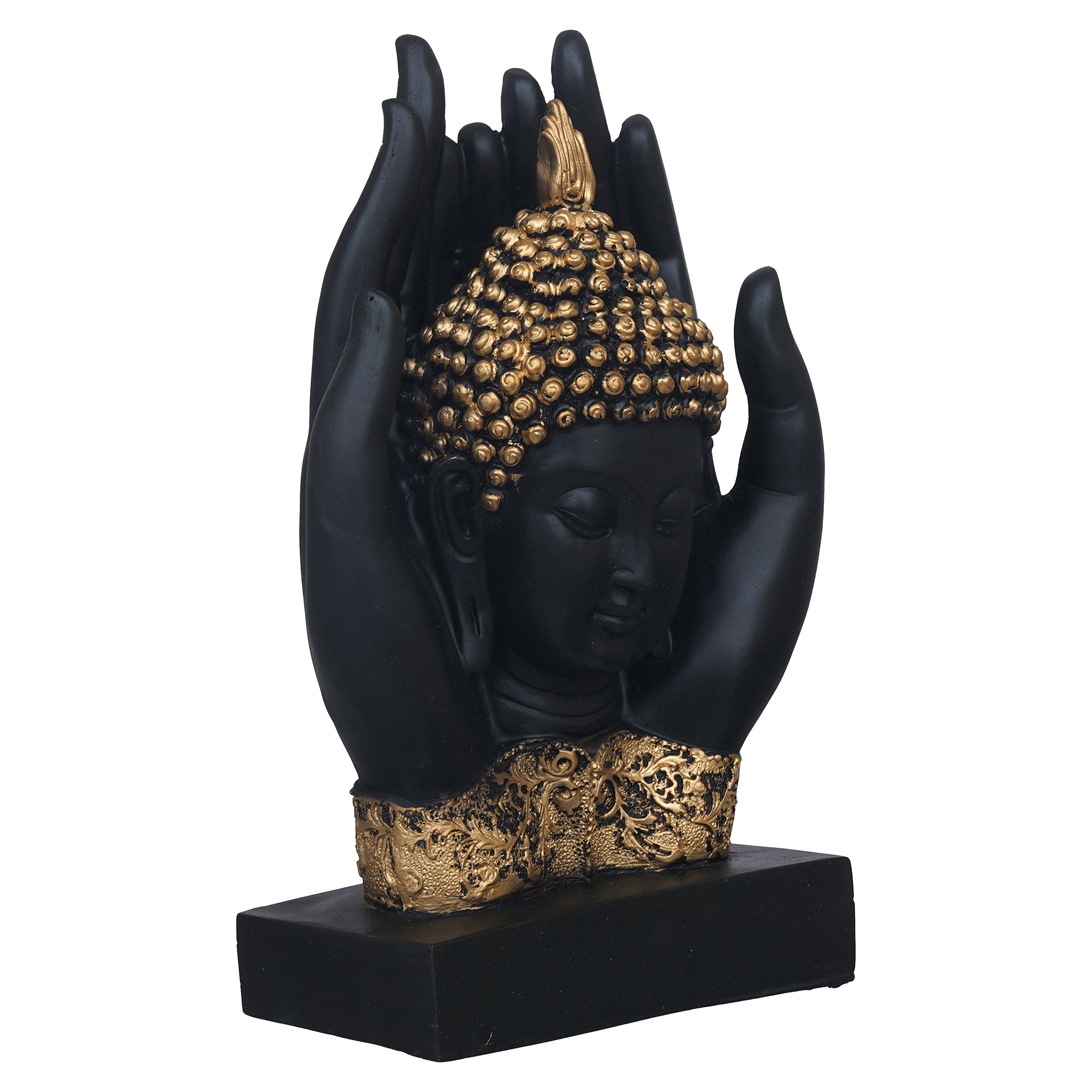 eCraftIndia Blank Golden Polyresin Handcrafted Palm Buddha Statue 6