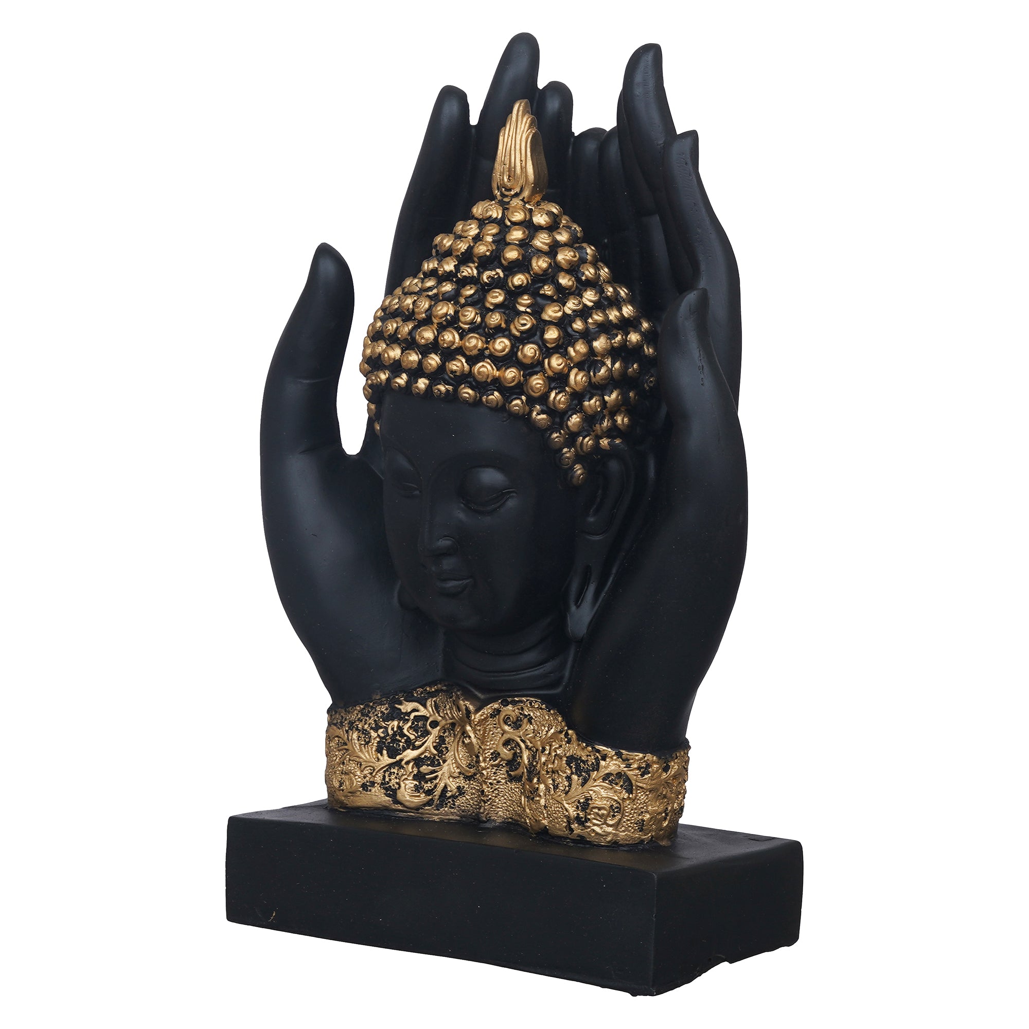 eCraftIndia Blank Golden Polyresin Handcrafted Palm Buddha Statue 7