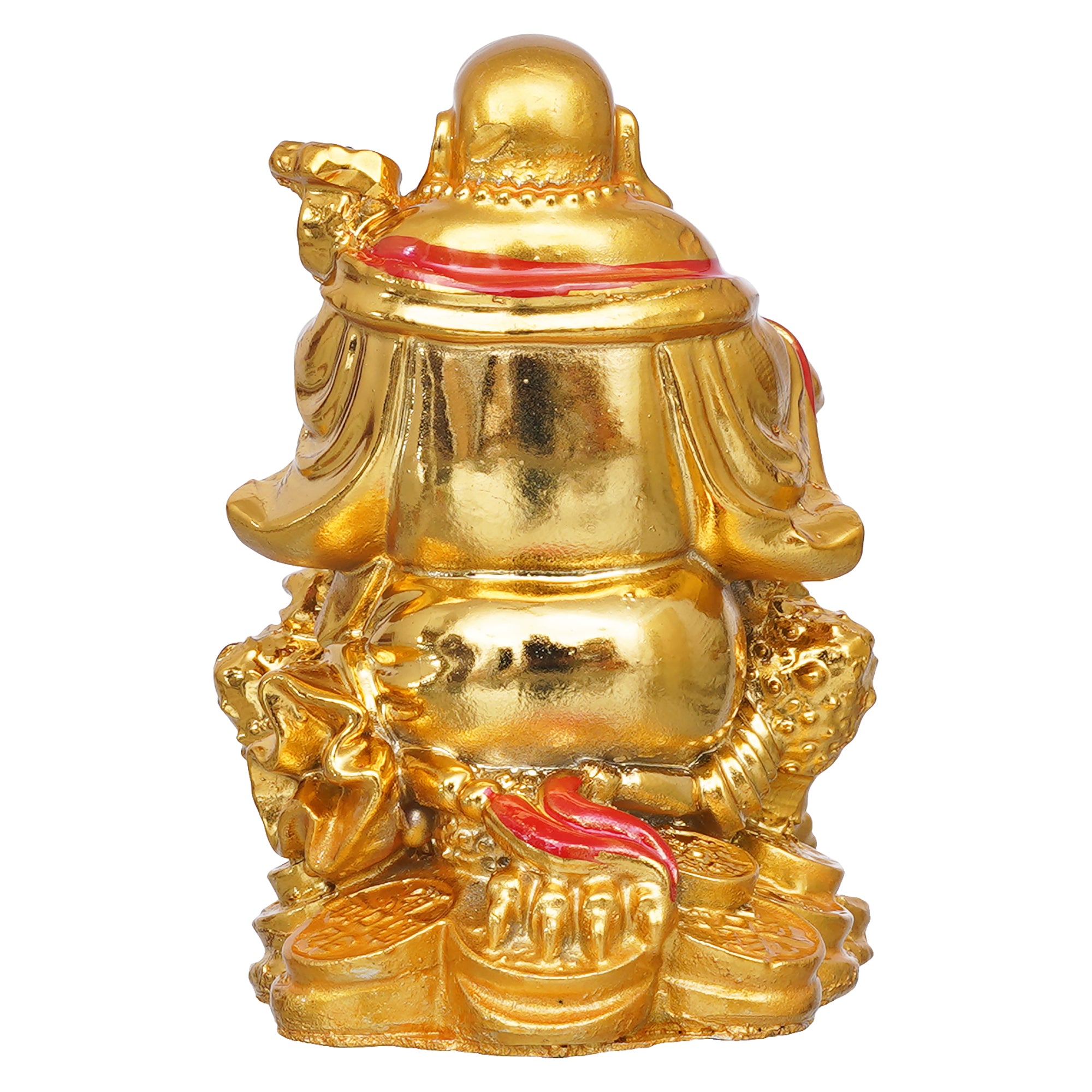 eCraftIndia Golden Polyresin Feng Shui Laughing Buddha Statue Sitting on Frog 8